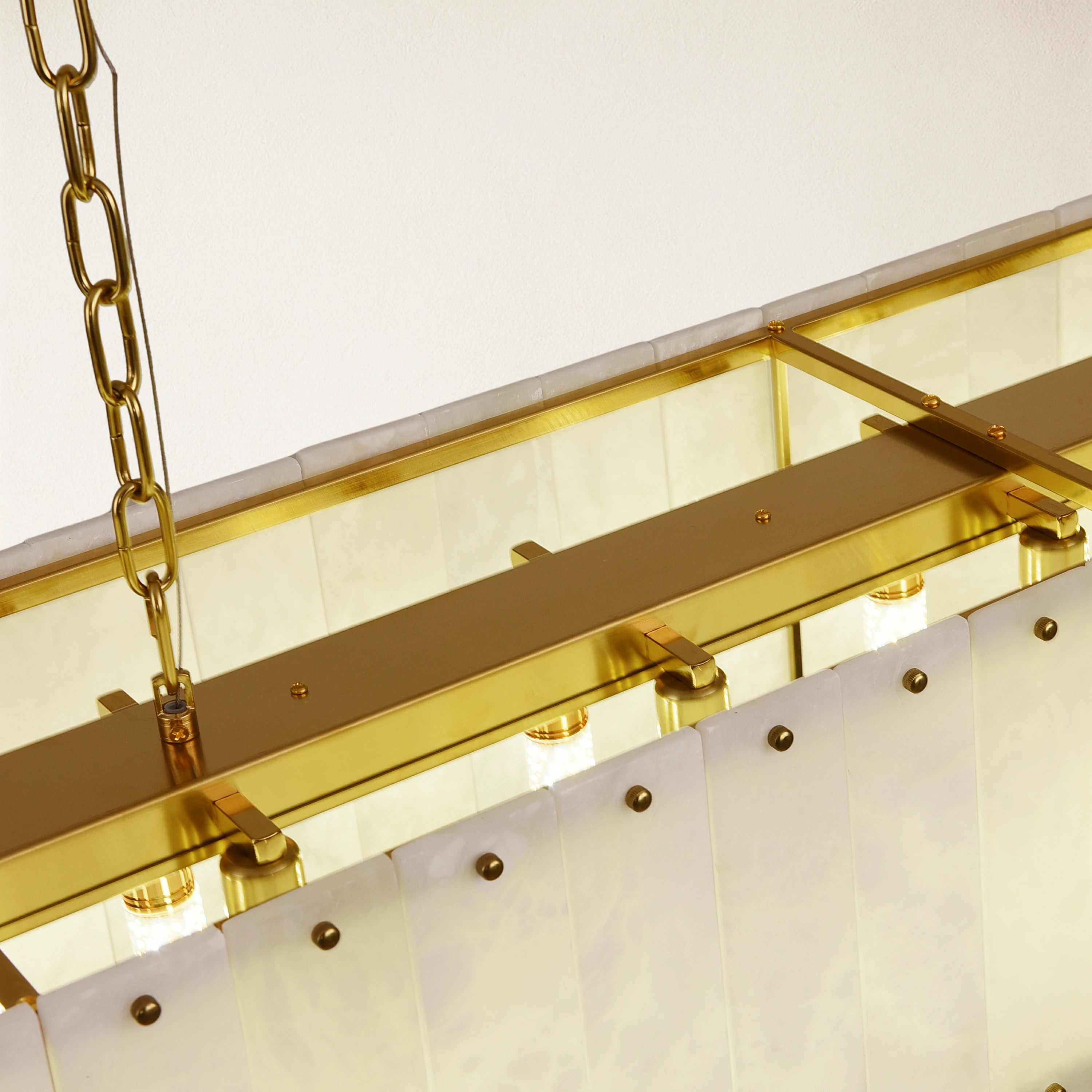 Nivislight Alabaster Rectangular Chandelier 55"