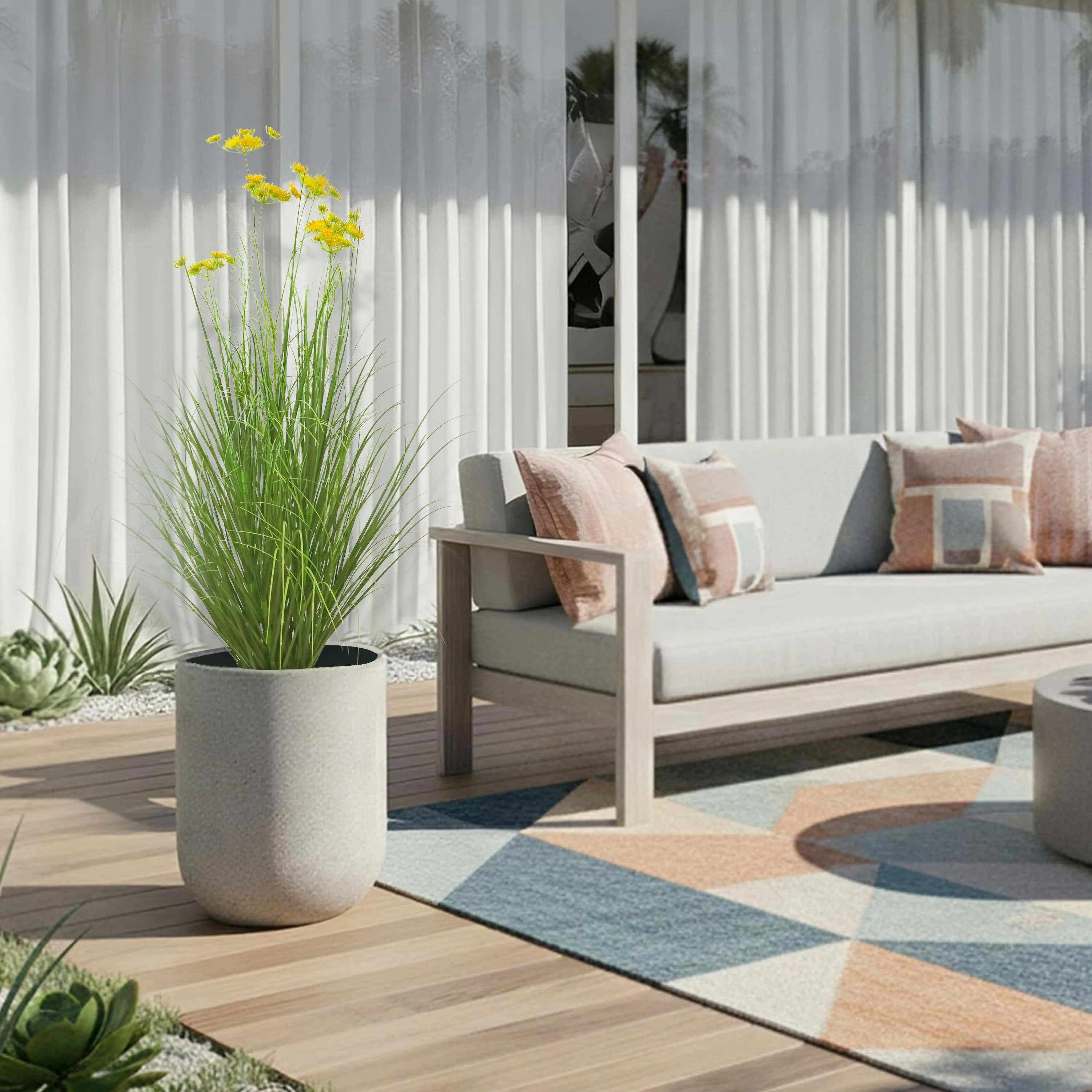 Künstliche Karottenblüte mit 6 Köpfen und gebogenem Zwiebelgras-Bonsai, 15,2 cm hoch