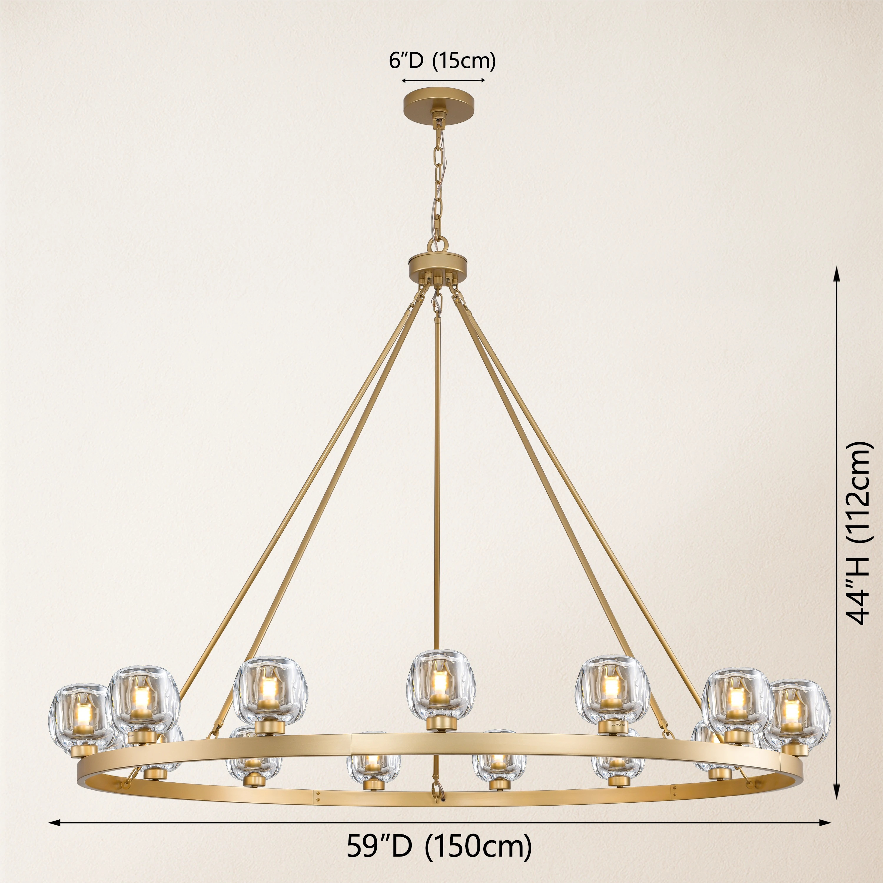 Vellum Crystal Round Chandelier 59"D