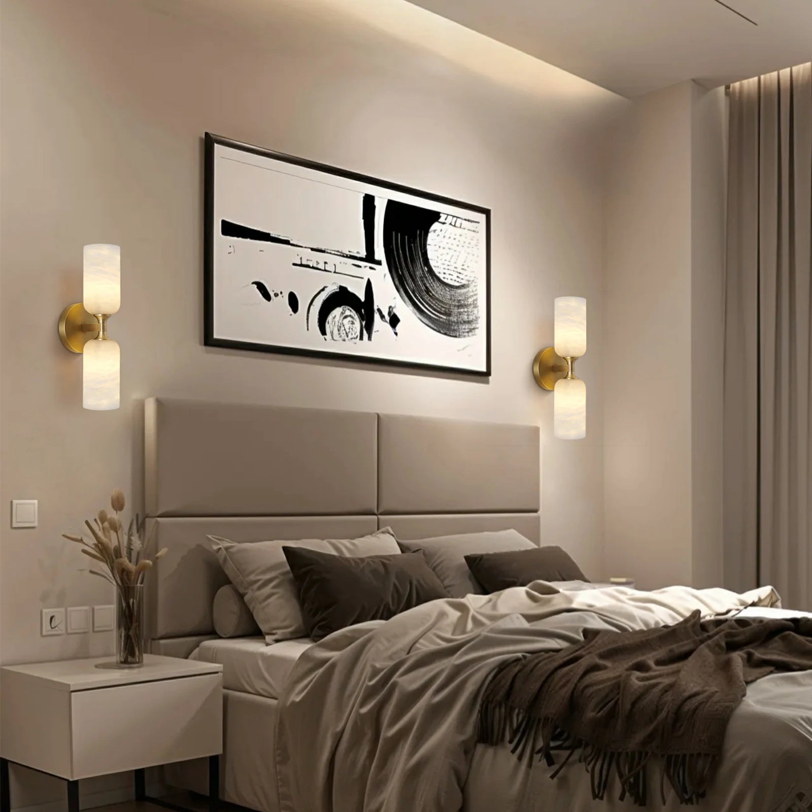 Axis Alabaster Wall Sconce 14"H#Finish_Gold