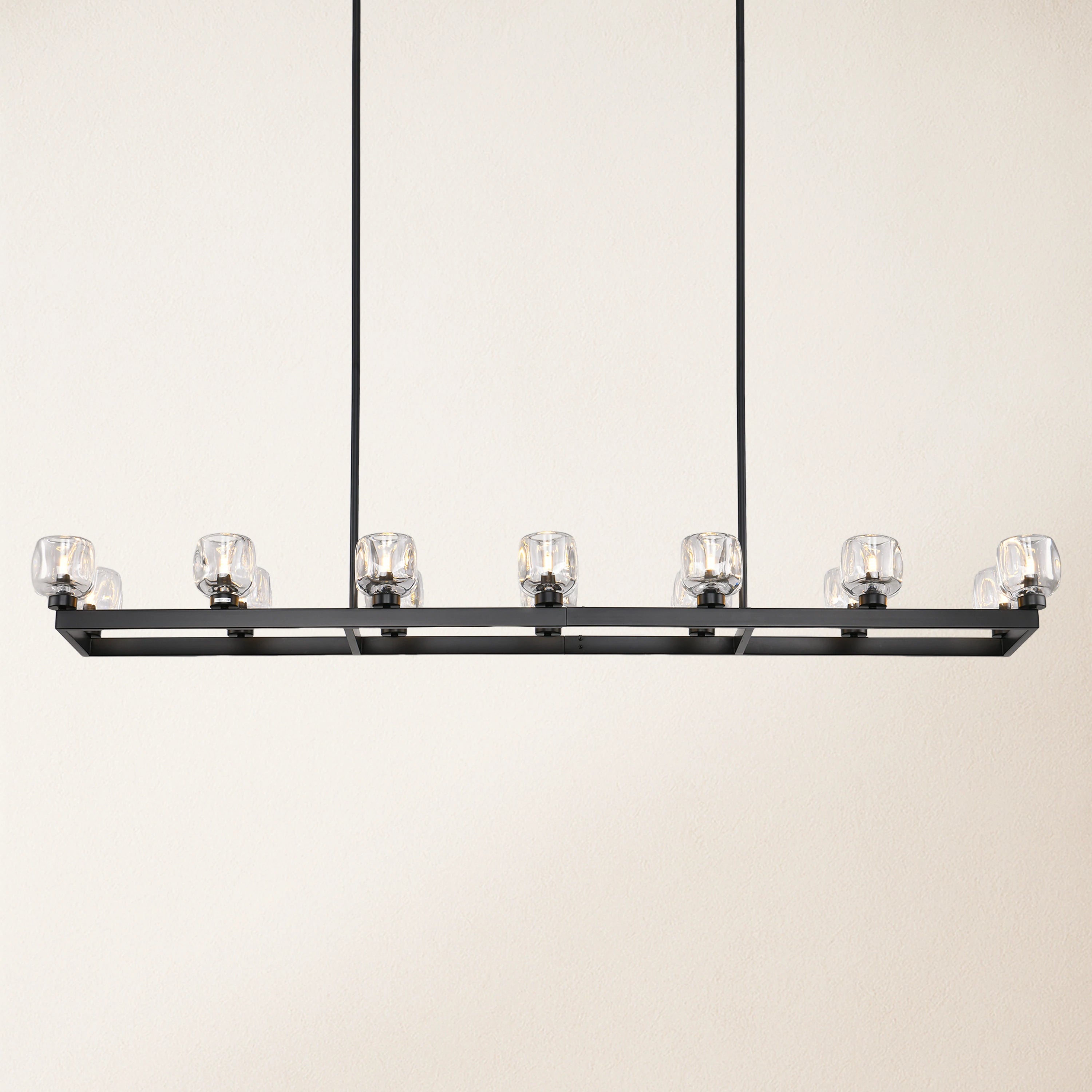 Vellum Rectangular Chandelier 68"W#Finish_Black