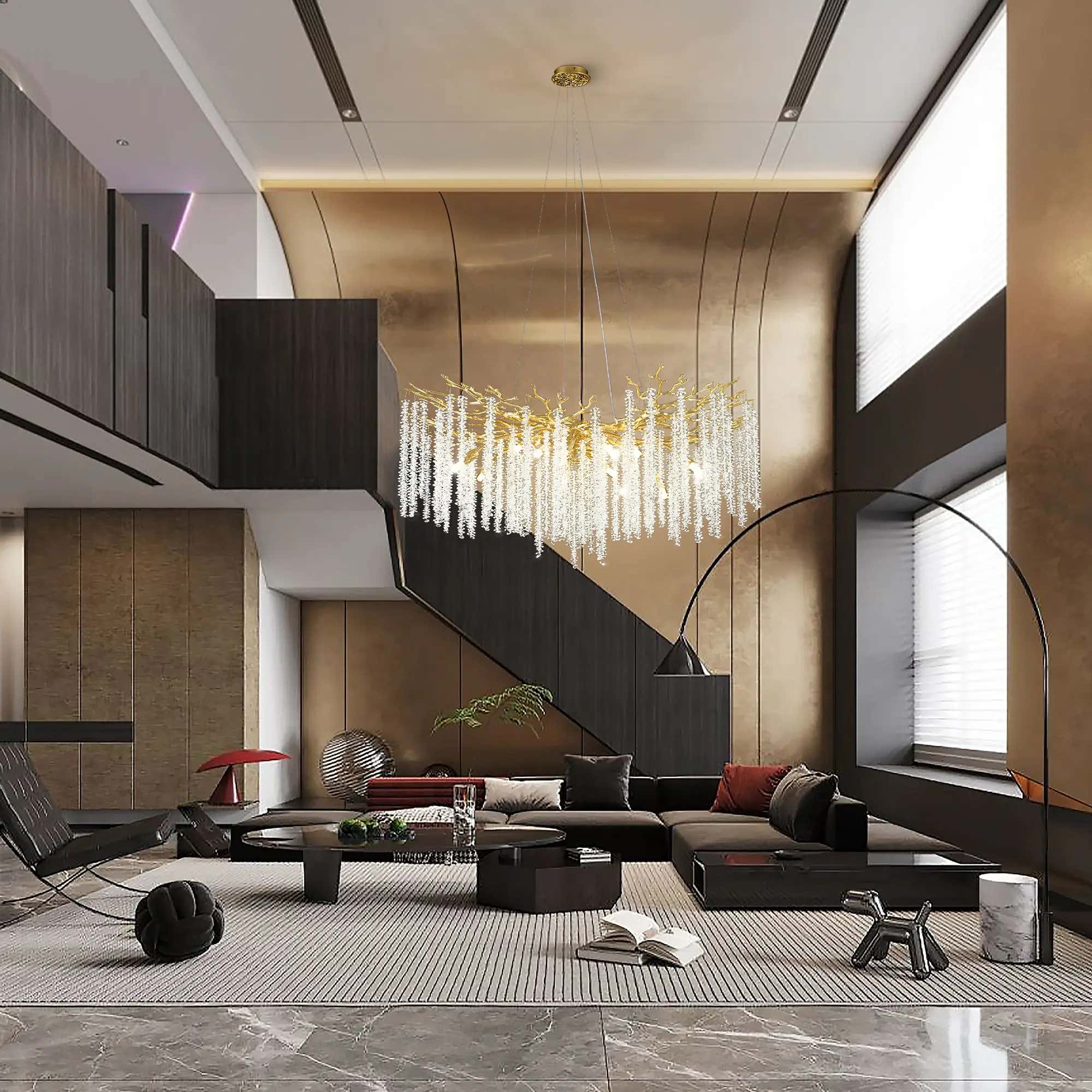 Snow Tree Branch Crystal Chandelier 40"D#Finish_Gold