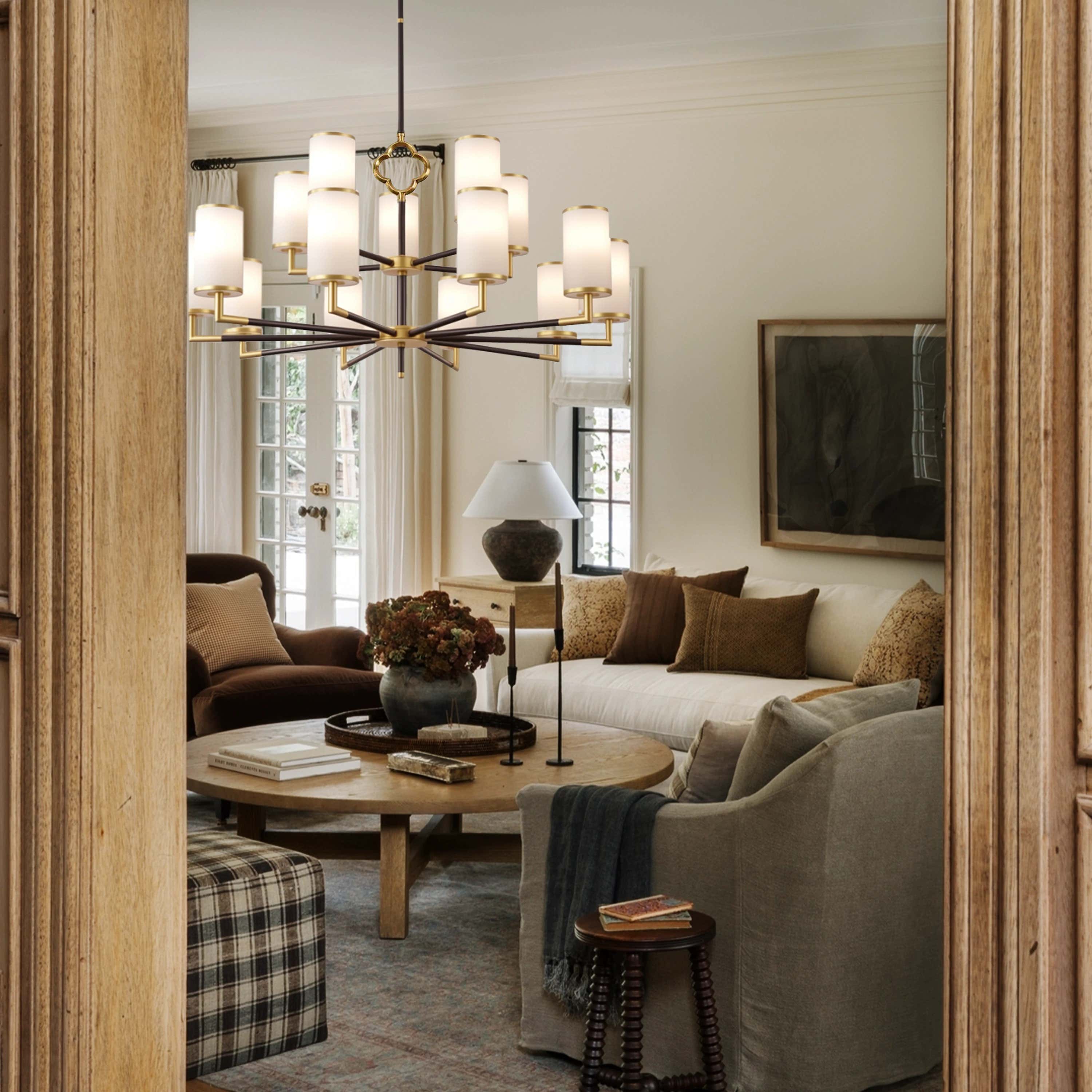 Moral Multi-layer Branda Alabaster Round chandelier 41"D#Finish_Gold