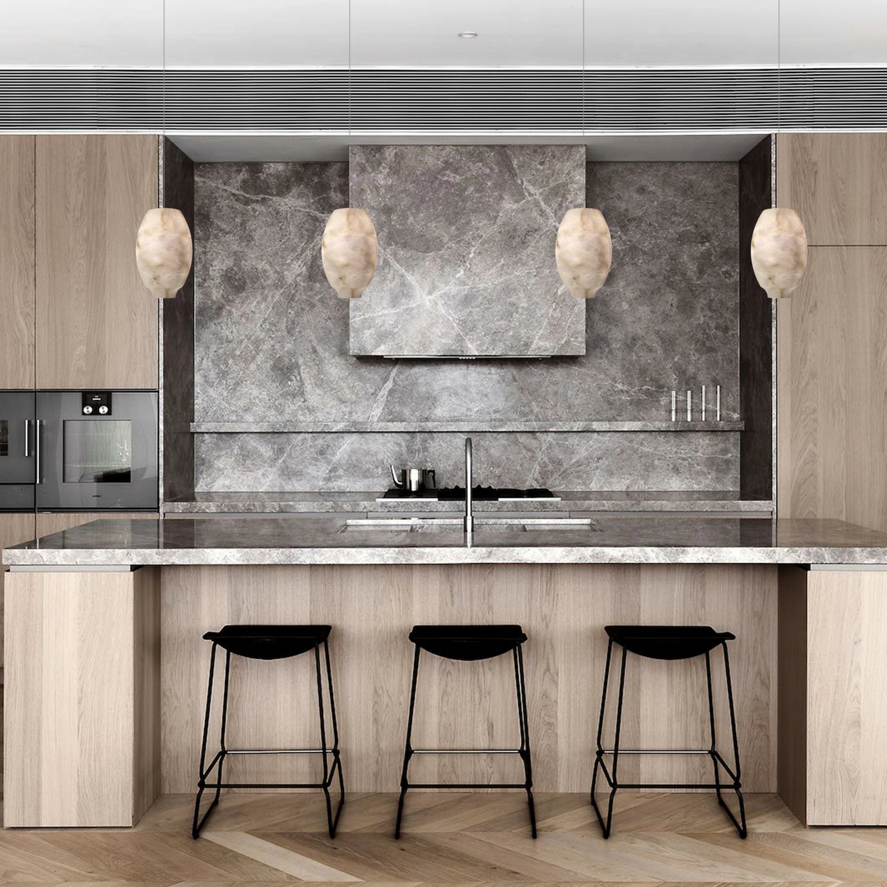 Dadaly Alabaster Lantern Small Art Round Pendant 8"W