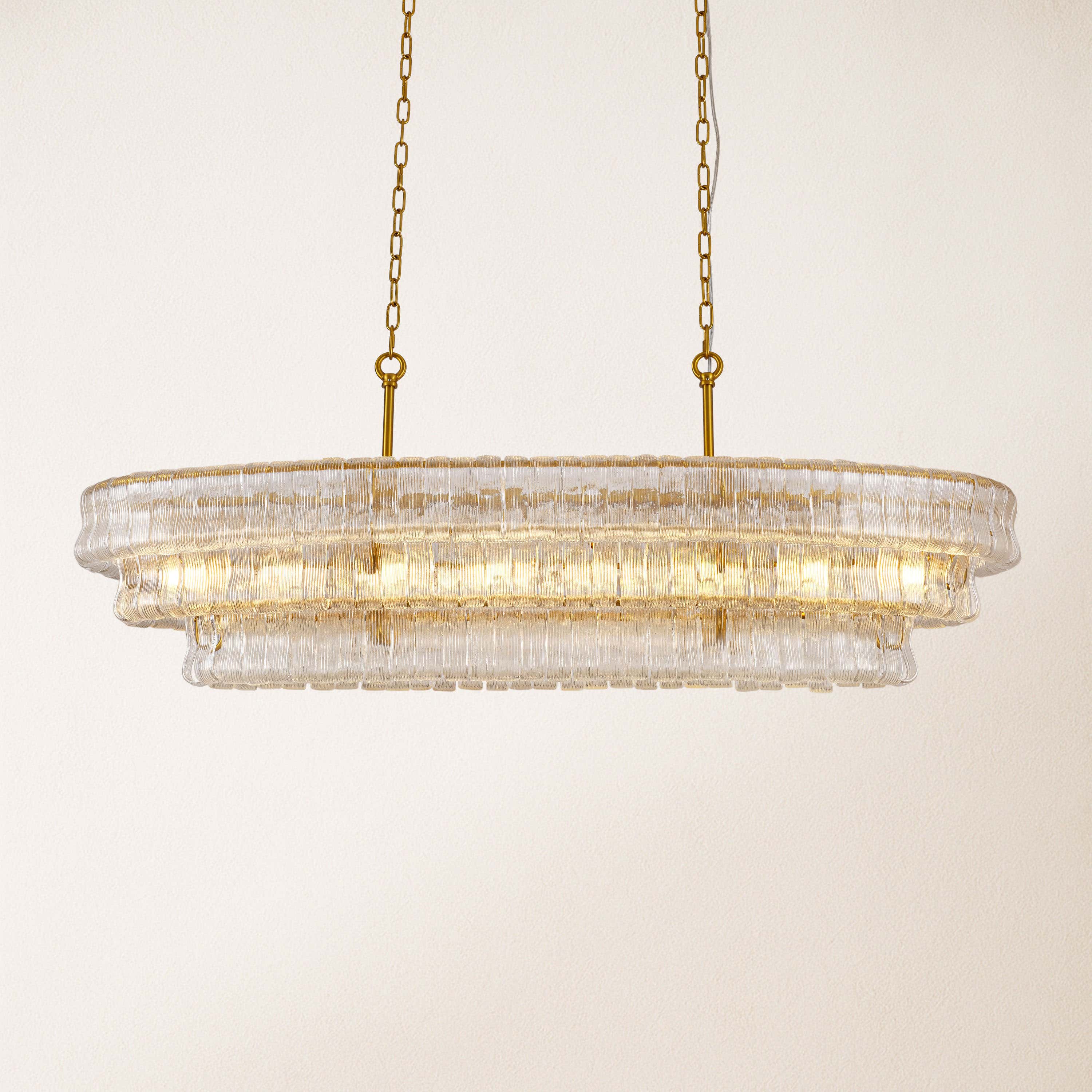 Ondalia Tiered Glass Oval Chandelier 54"W