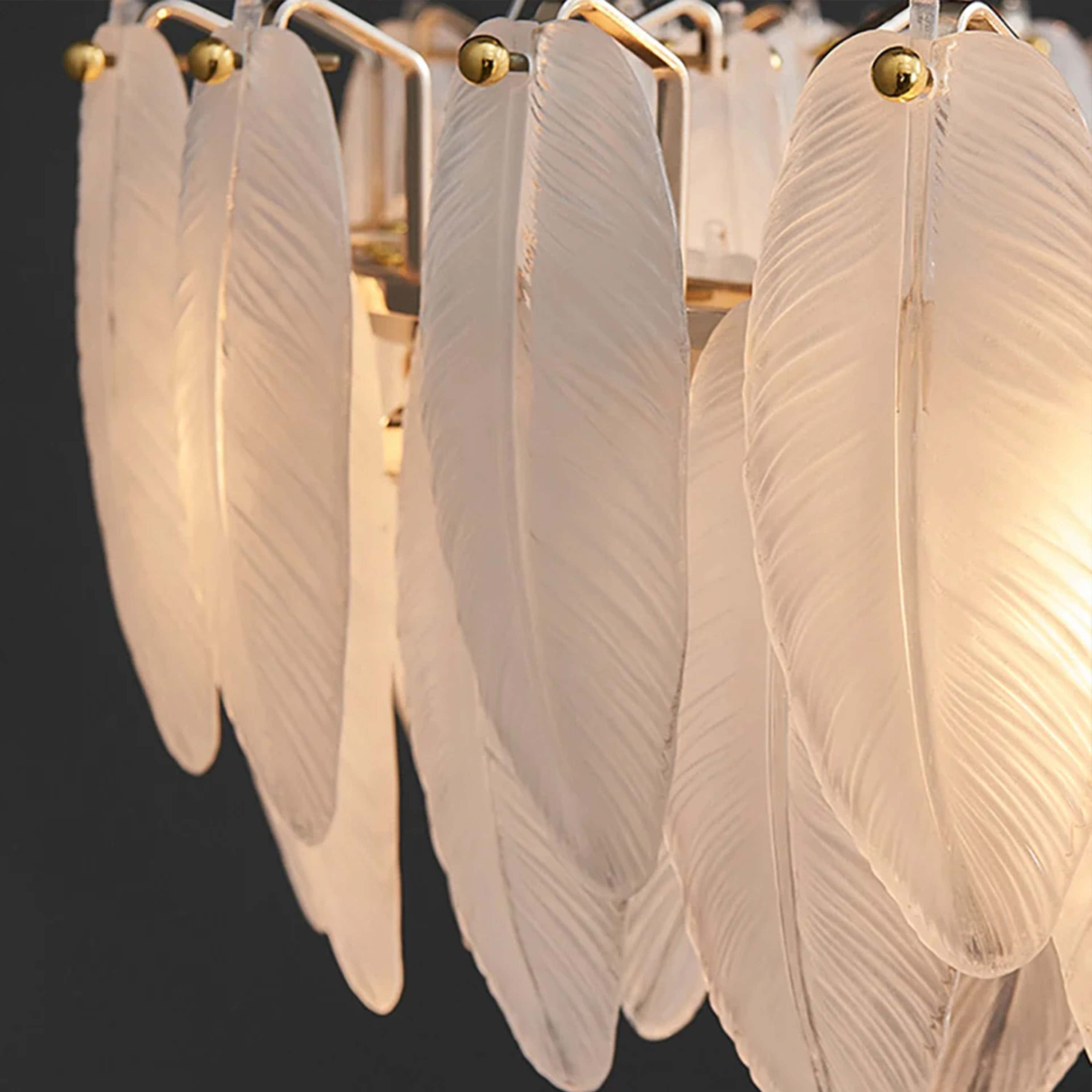 Avelis Glass Feather Linear Chandelier 40"W