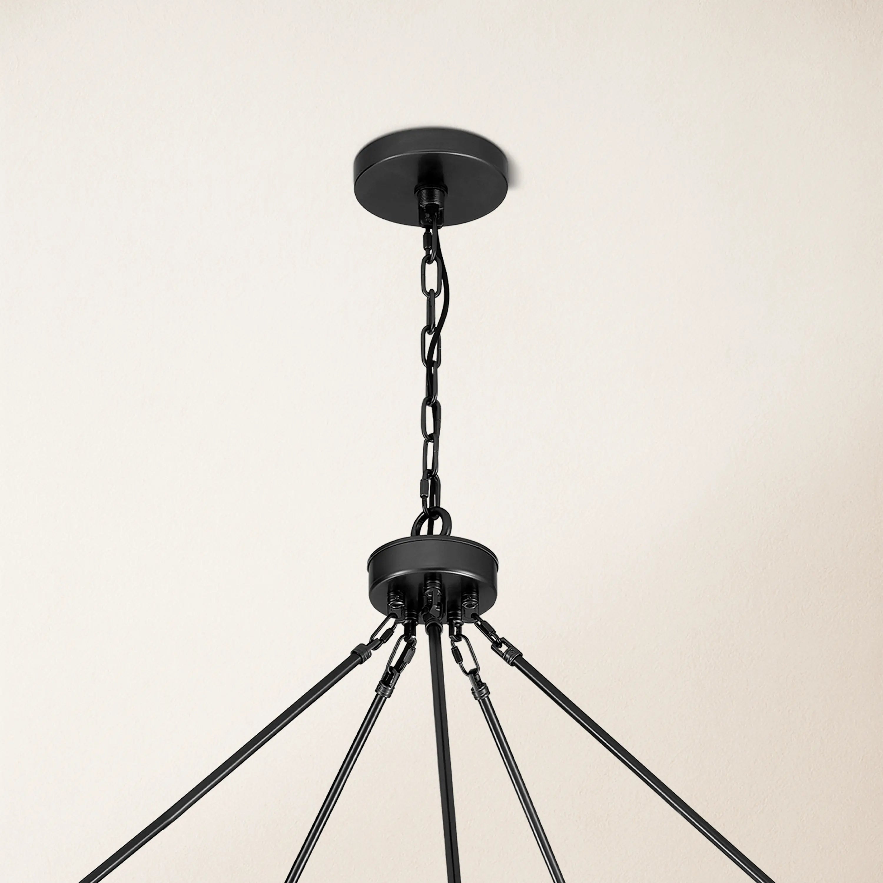 Cylora Glass Tube Round Chain Chandelier 60"D#Finish_Black