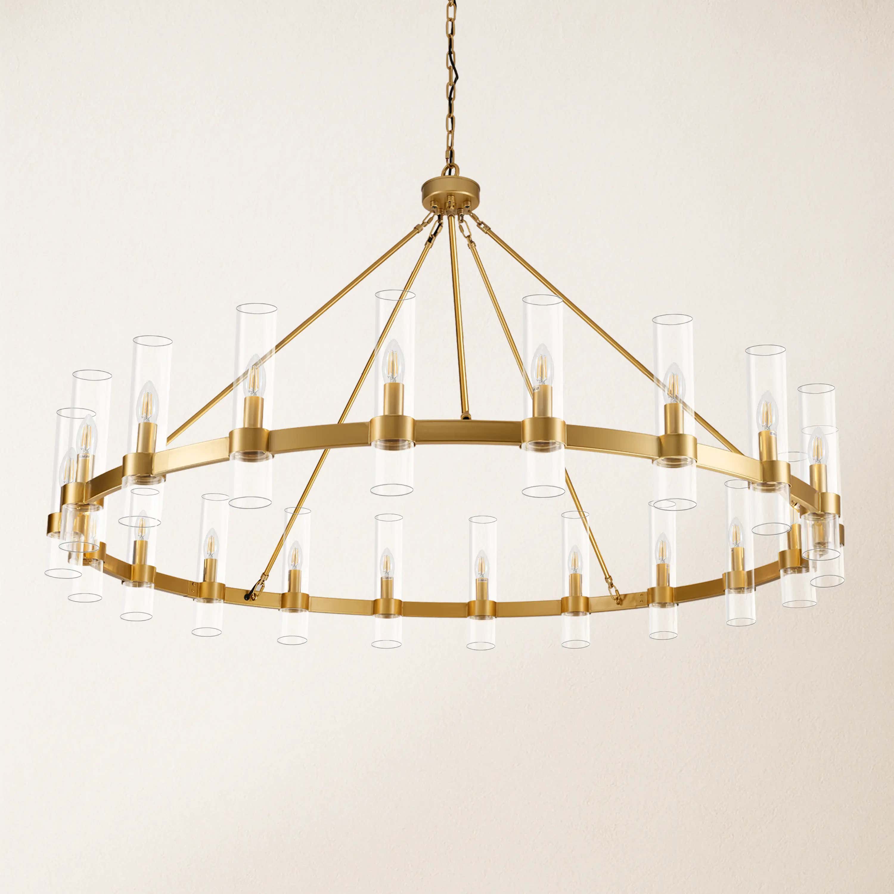 Cylora Glass Tube Round Chain Chandelier 60"D