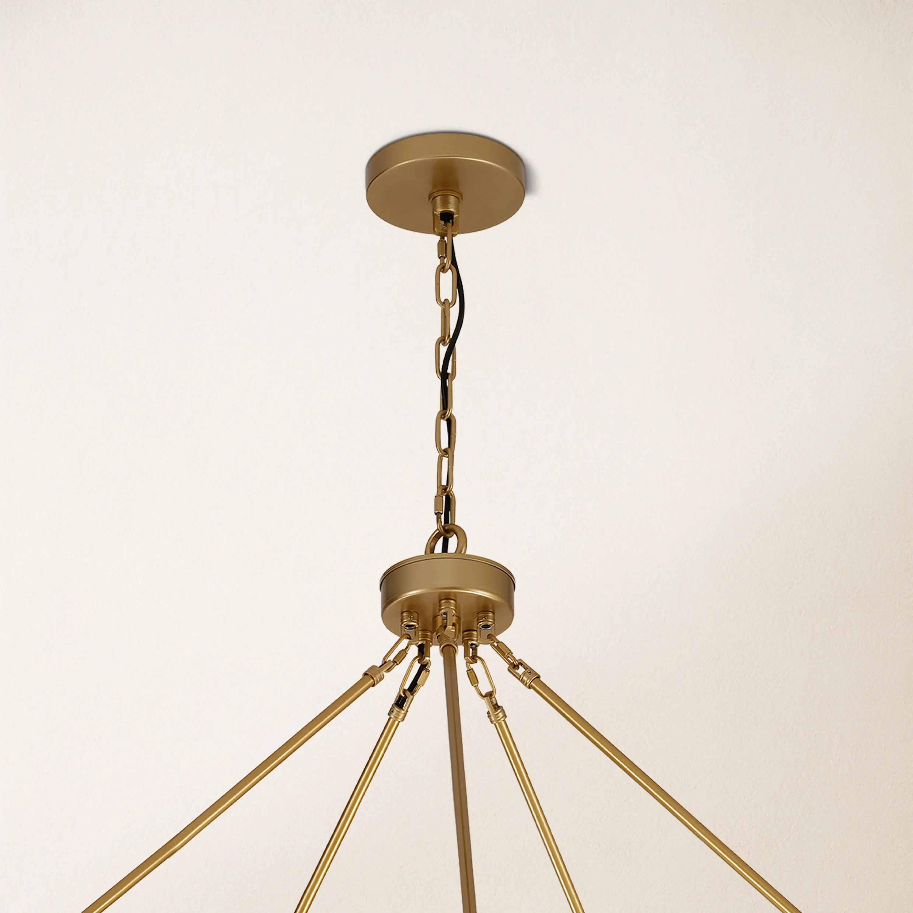 Cylora Glass Tube Round Chain Chandelier 60"D#Finish_Gold