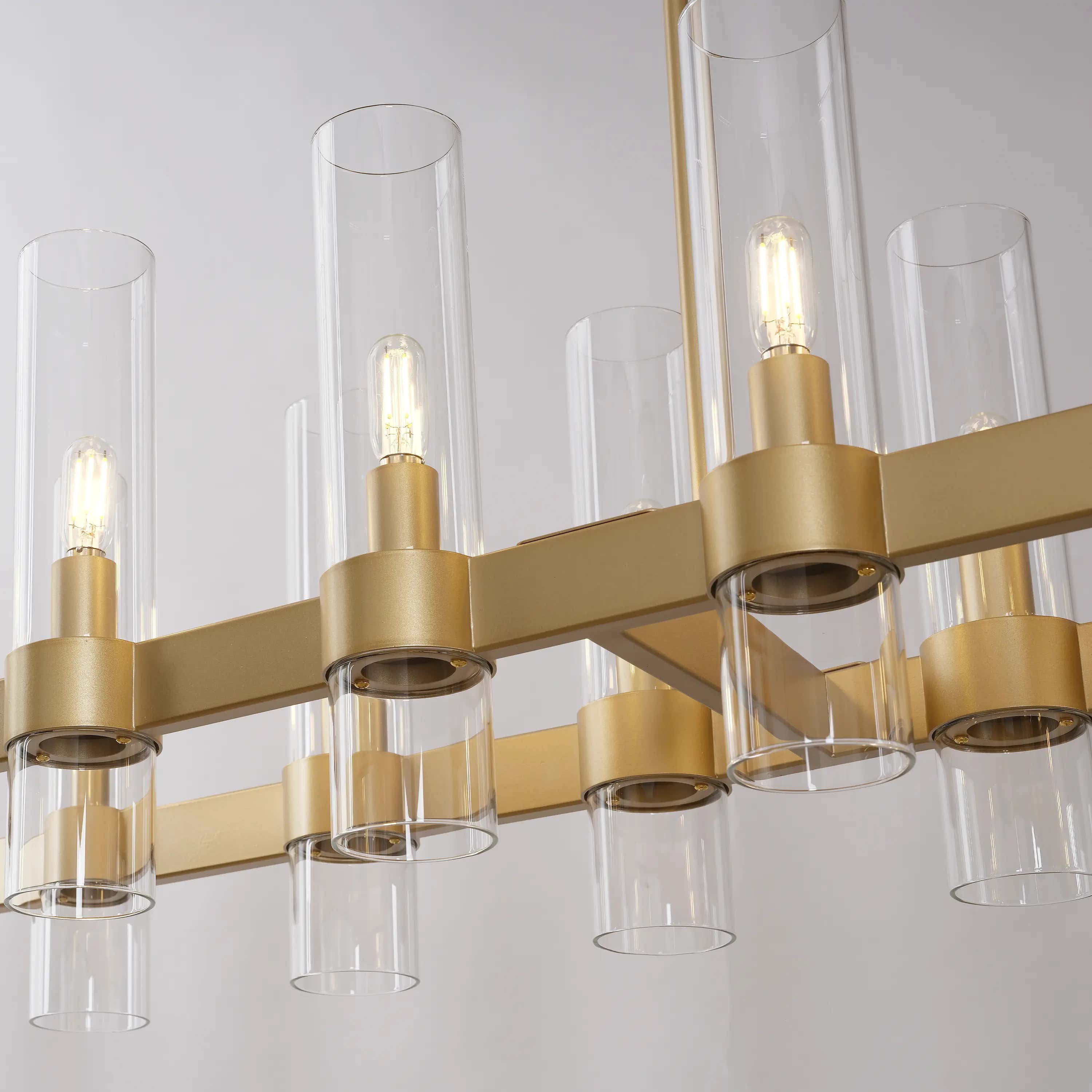 Cylora Glass Tube Rectangular Chandelier 68"W