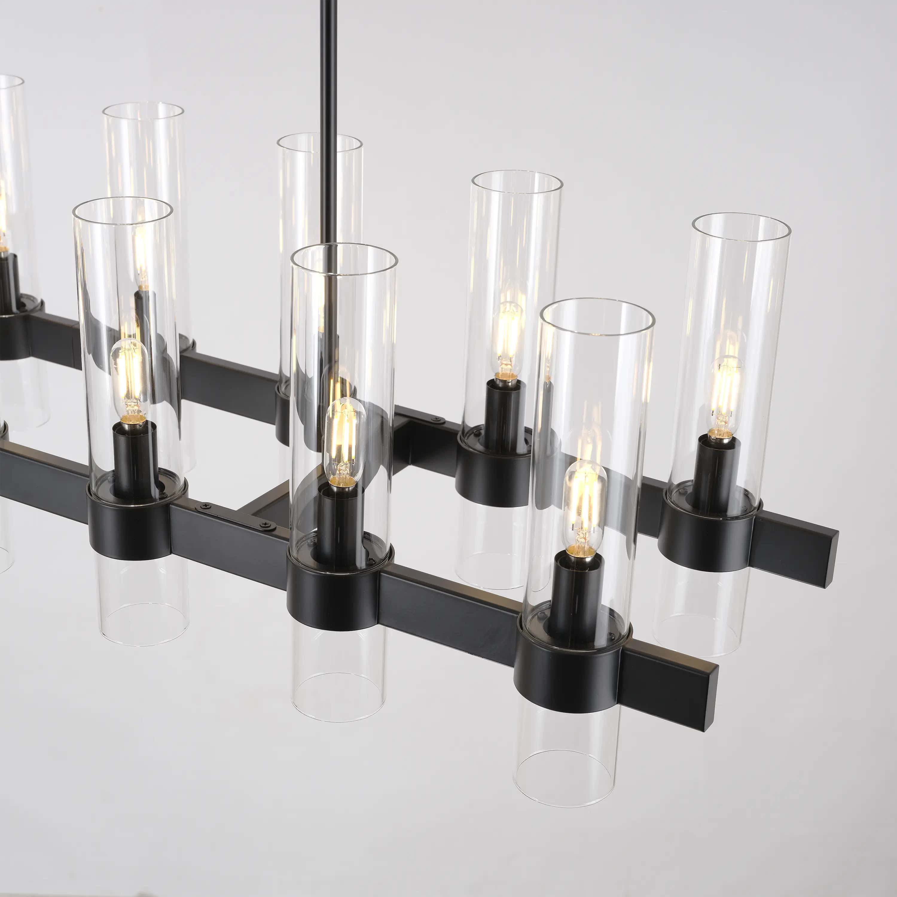 Cylora Glass Tube Rectangular Chandelier 68"W