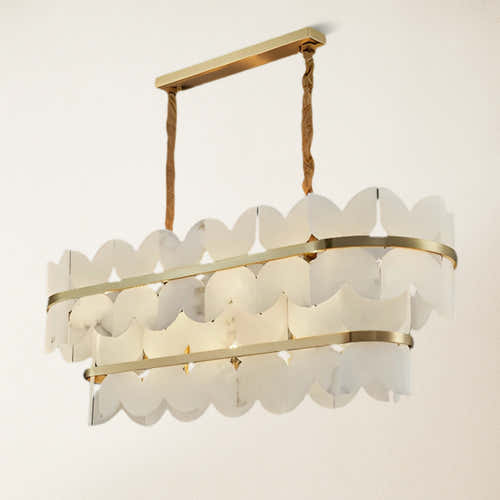Cloudscape Alabaster 2-Tier Brass Chandelier 39″