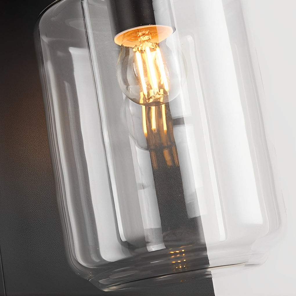 Wasserdichte LED-Glas-Wandleuchten für den Außenbereich, schwarz, moderne Solar-Wandleuchten mit Fernbedienung