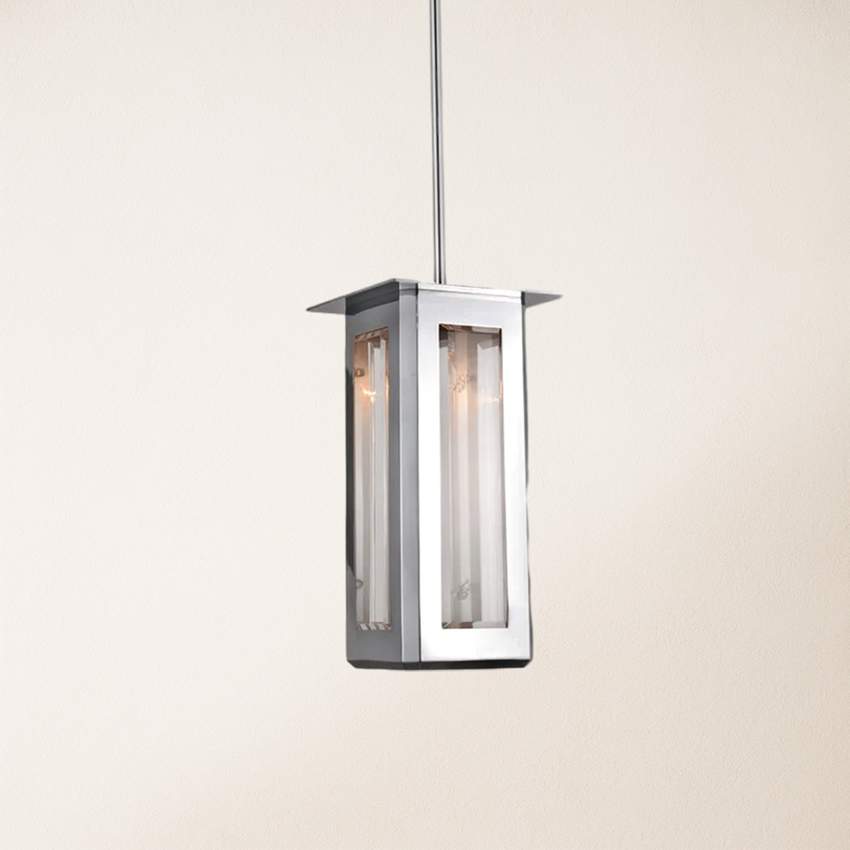 Baluster Rectangle Glass Pendant 7"W#Finish_Silver