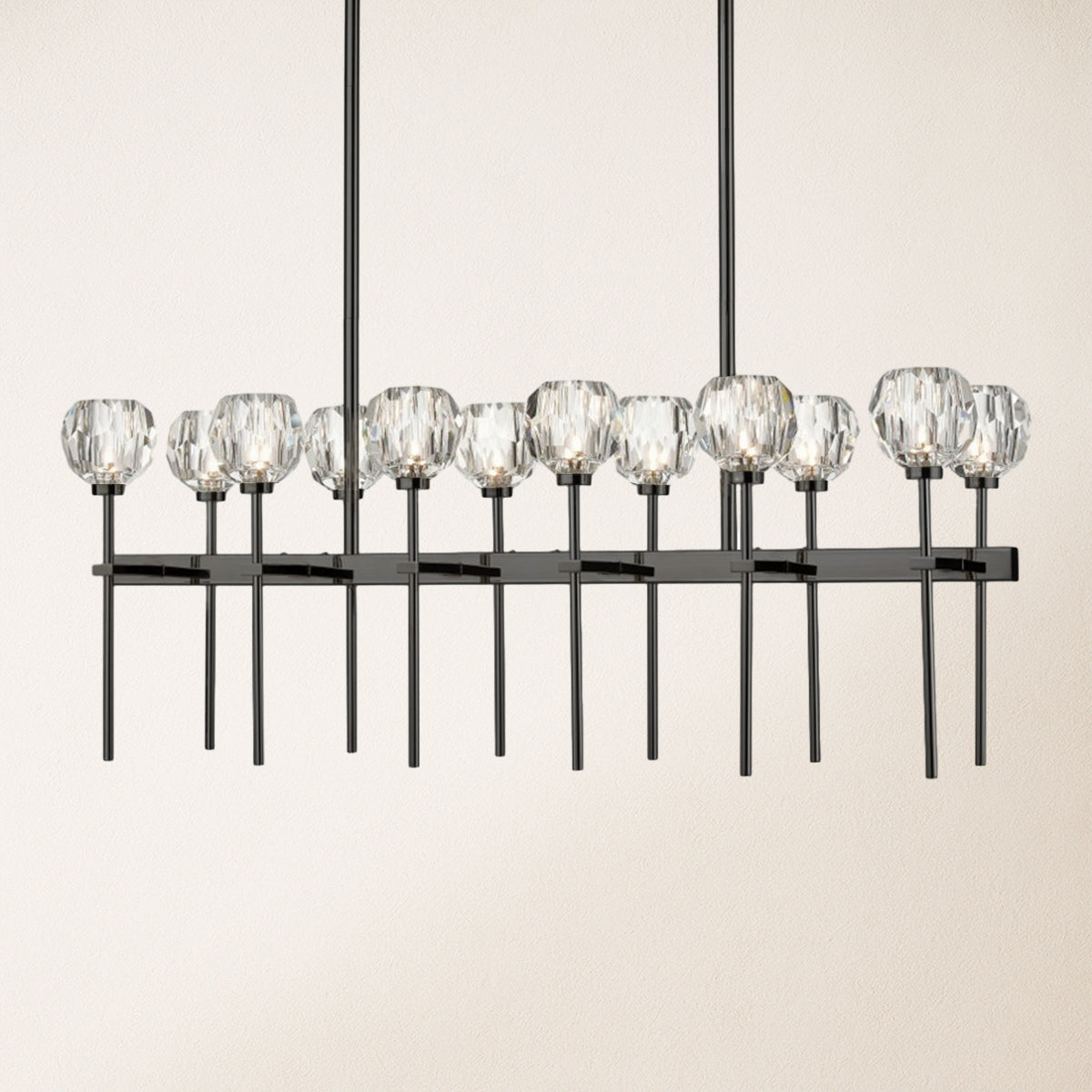 Parisian Crystal Double Linear Chandelier 48"L