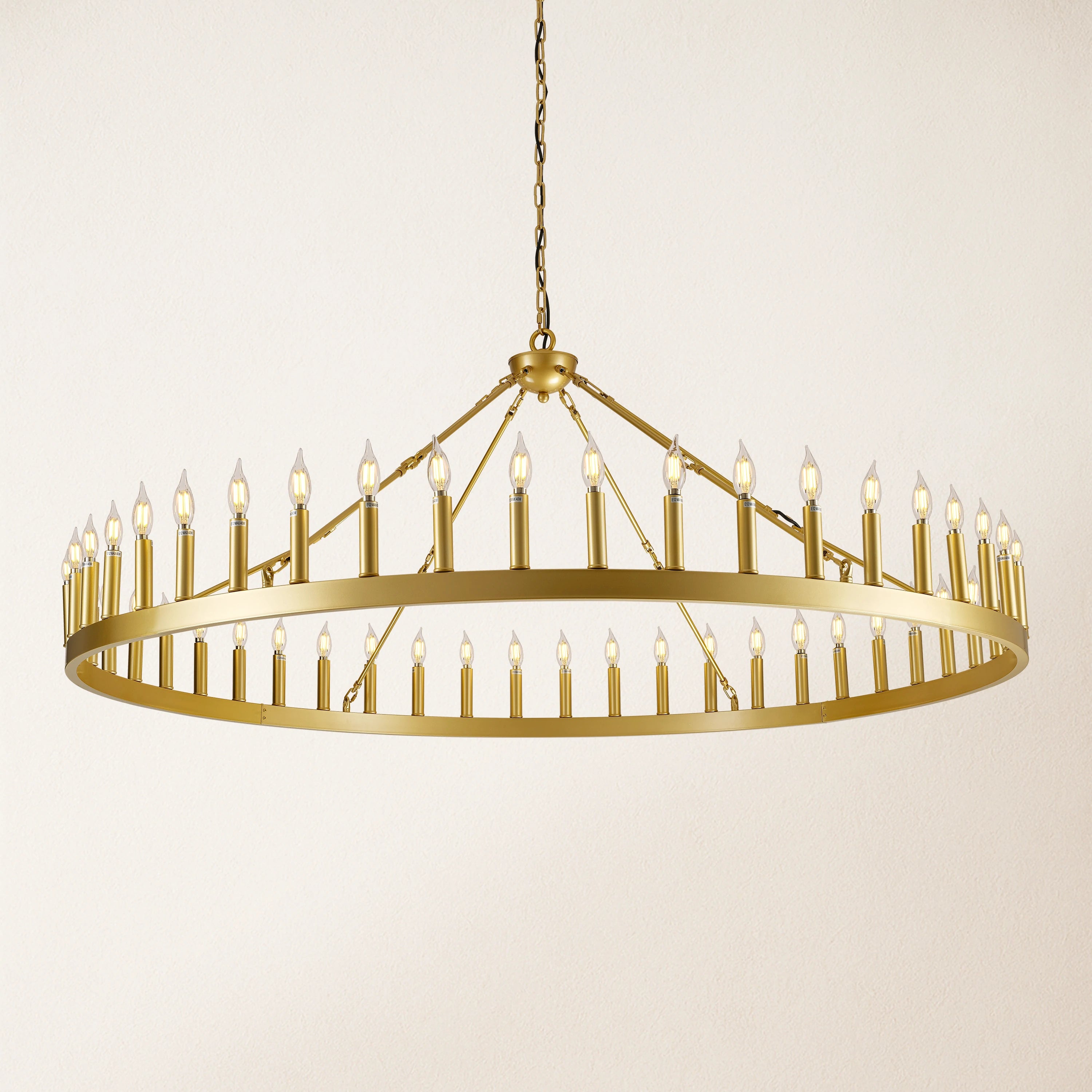 Runder Kronleuchter mit Wagenradkerze, 163 cm