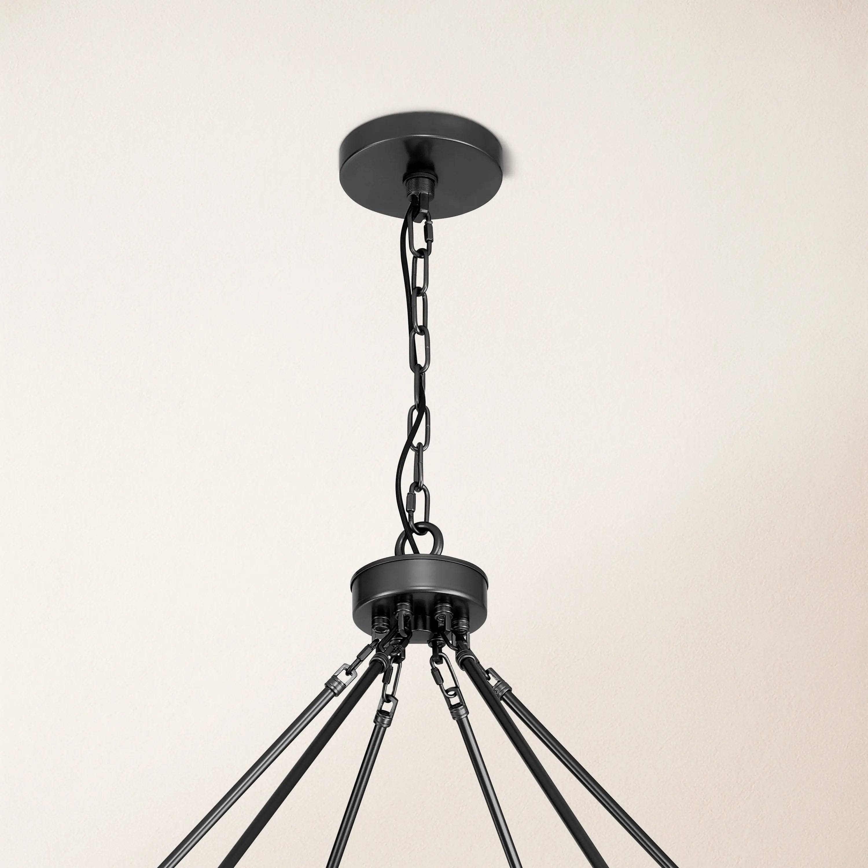 Cylora Kronleuchter mit runder Glasröhre und Kette, 178 cm