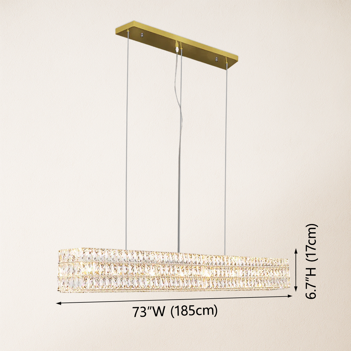 Mia Rectangular Crystal Chandelier 73"W