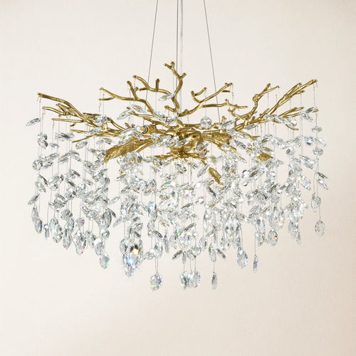 Frostleaf Crystal Cascade Branch Round Chandelier 30"