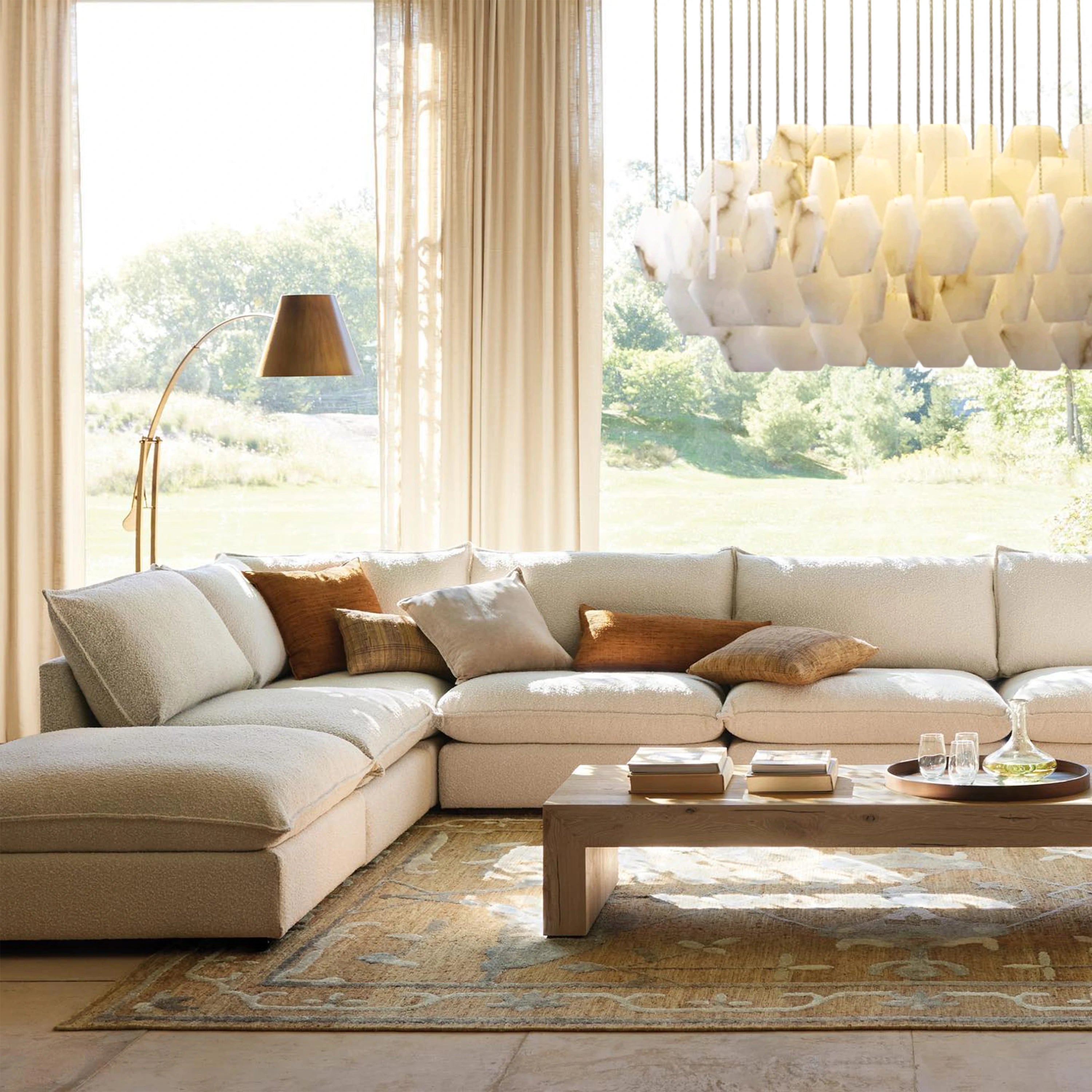 Talan Natural Alabaster Modern Chandelier 32''W#Finish_Gold