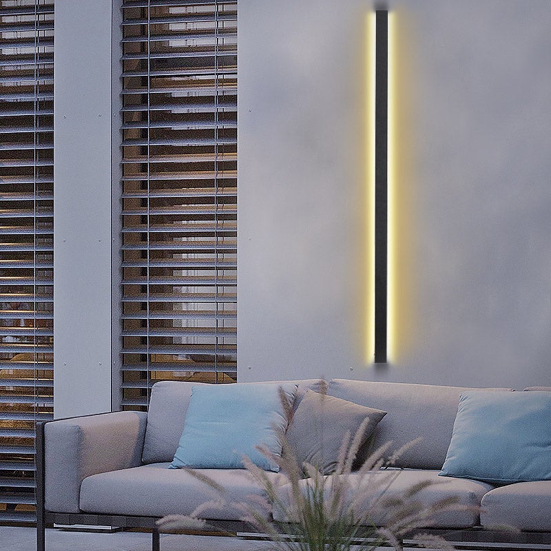 Lange lineare LED-wasserdichte schwarze minimalistische Außenwandleuchten Außenleuchten