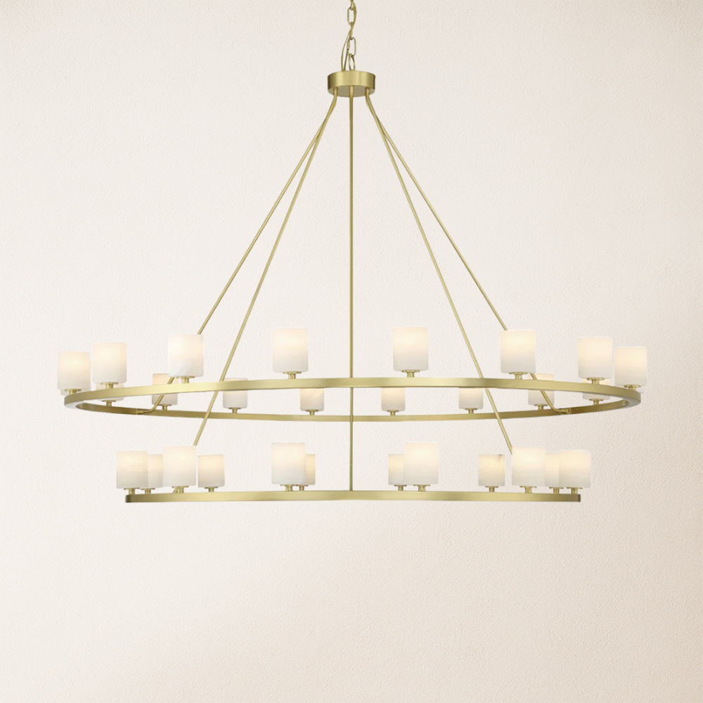 Aragon Tiered Alabaster Round Chandelier 59"W