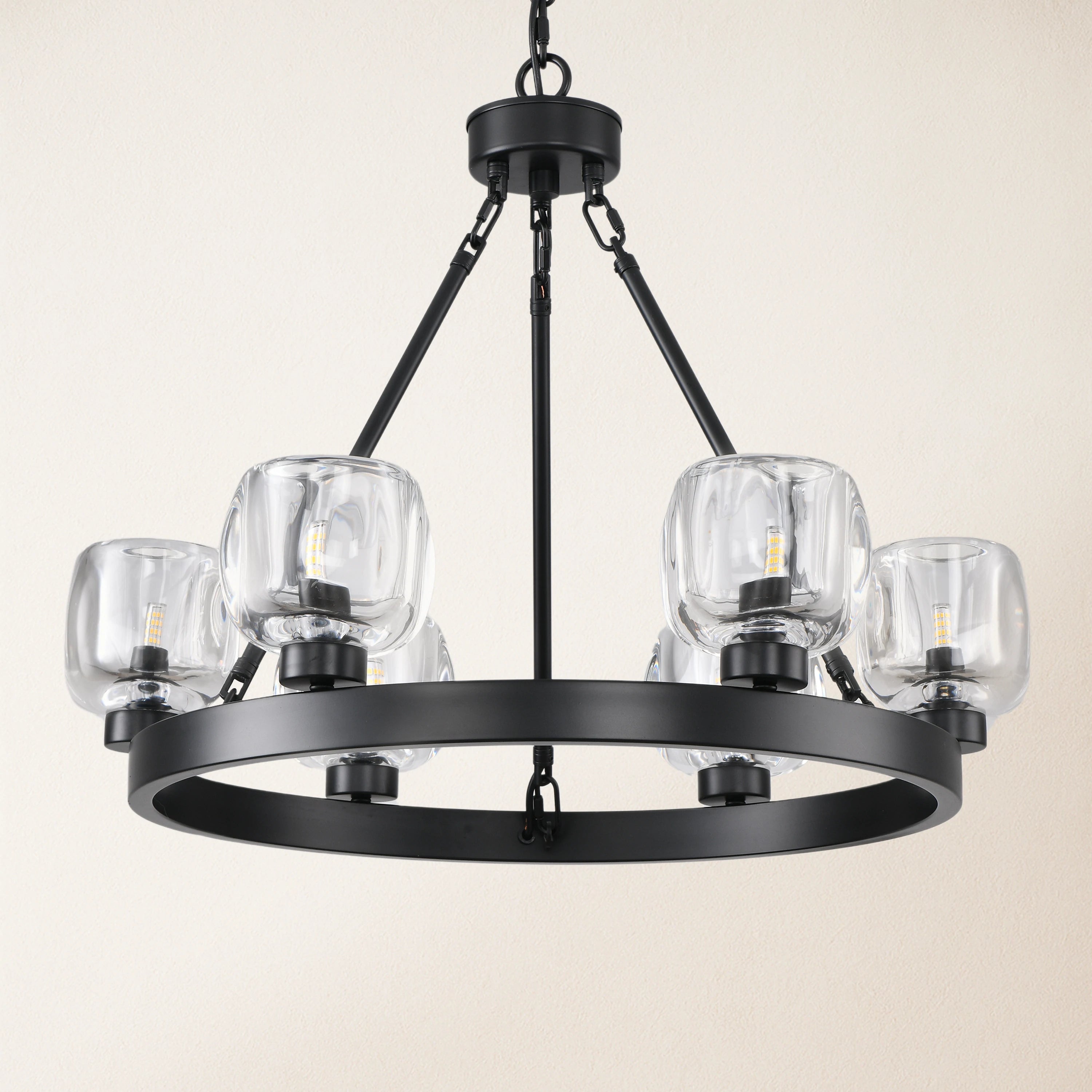 Vellum Round Chandelier 24"D#Finish_Black