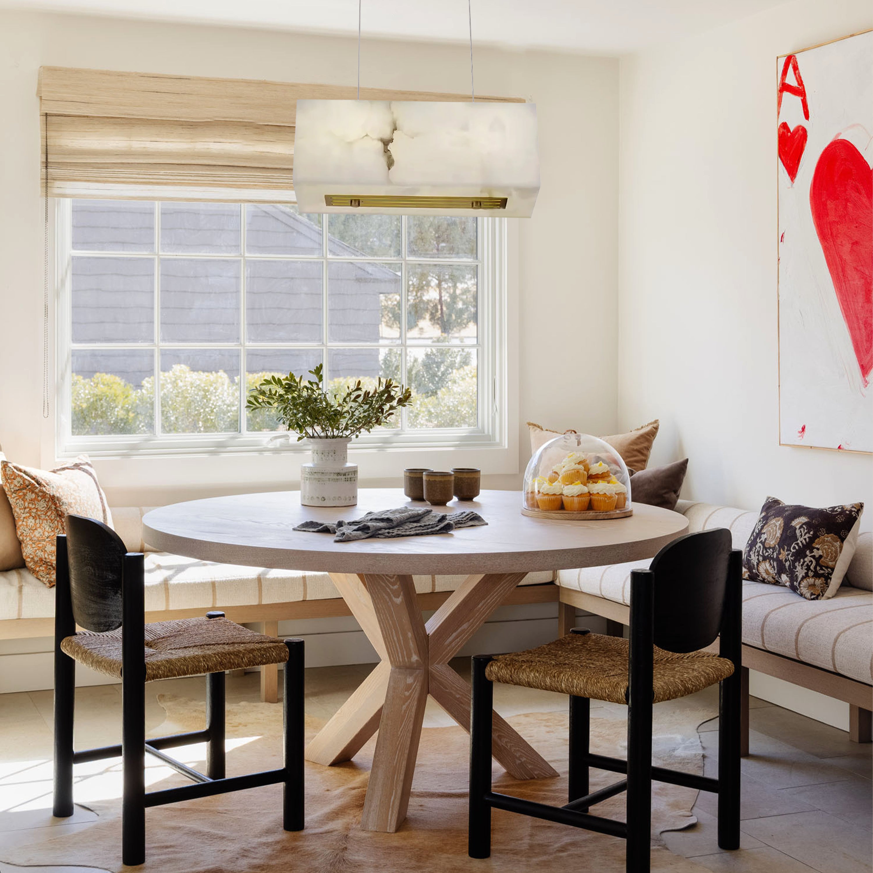 Dave Alabaster Cuboid Dining Room Chandelier 17.7"W#Finish_Gold