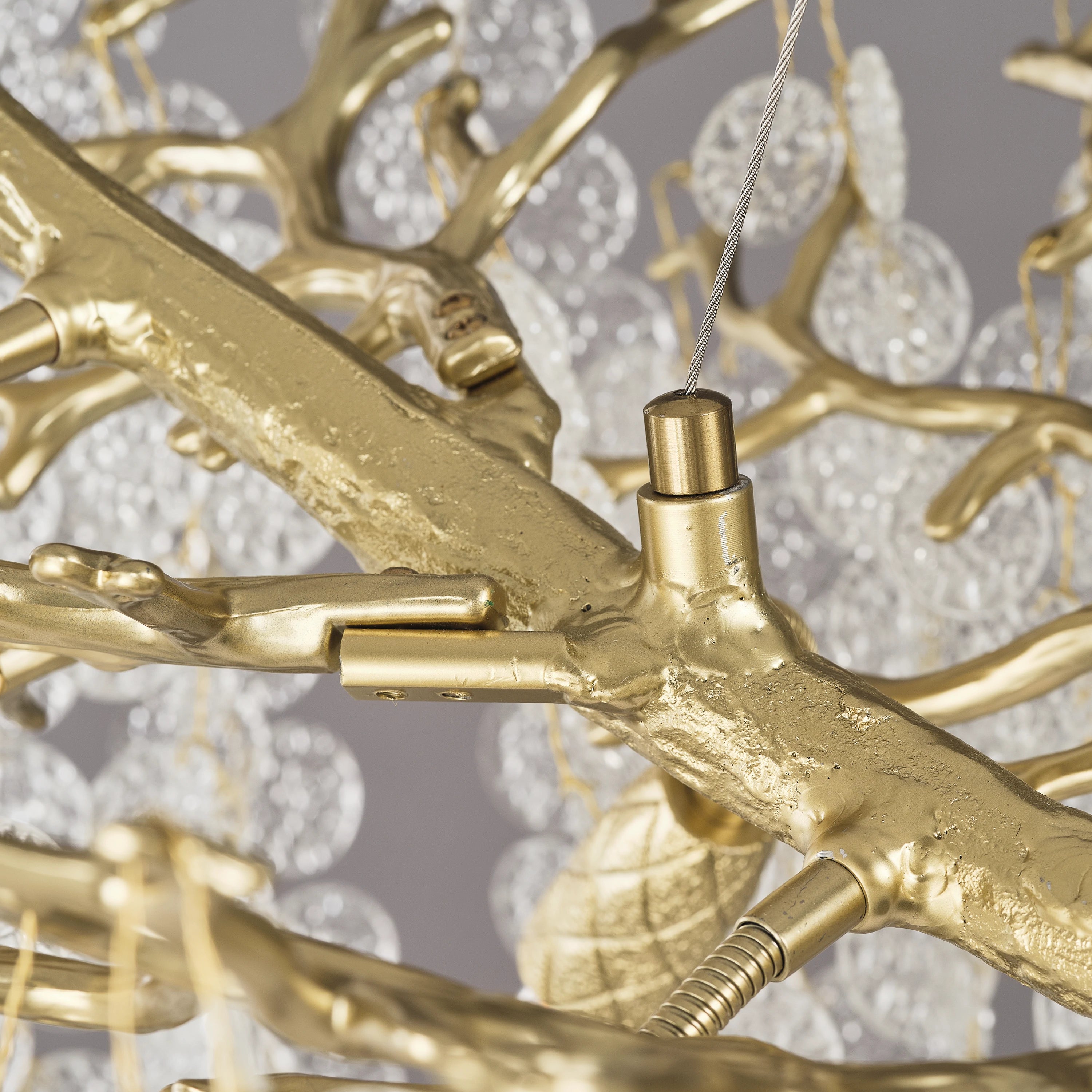 Shiro Noda Crystal Tree Branch Linear Chandelier 72"W#Finish_Gold