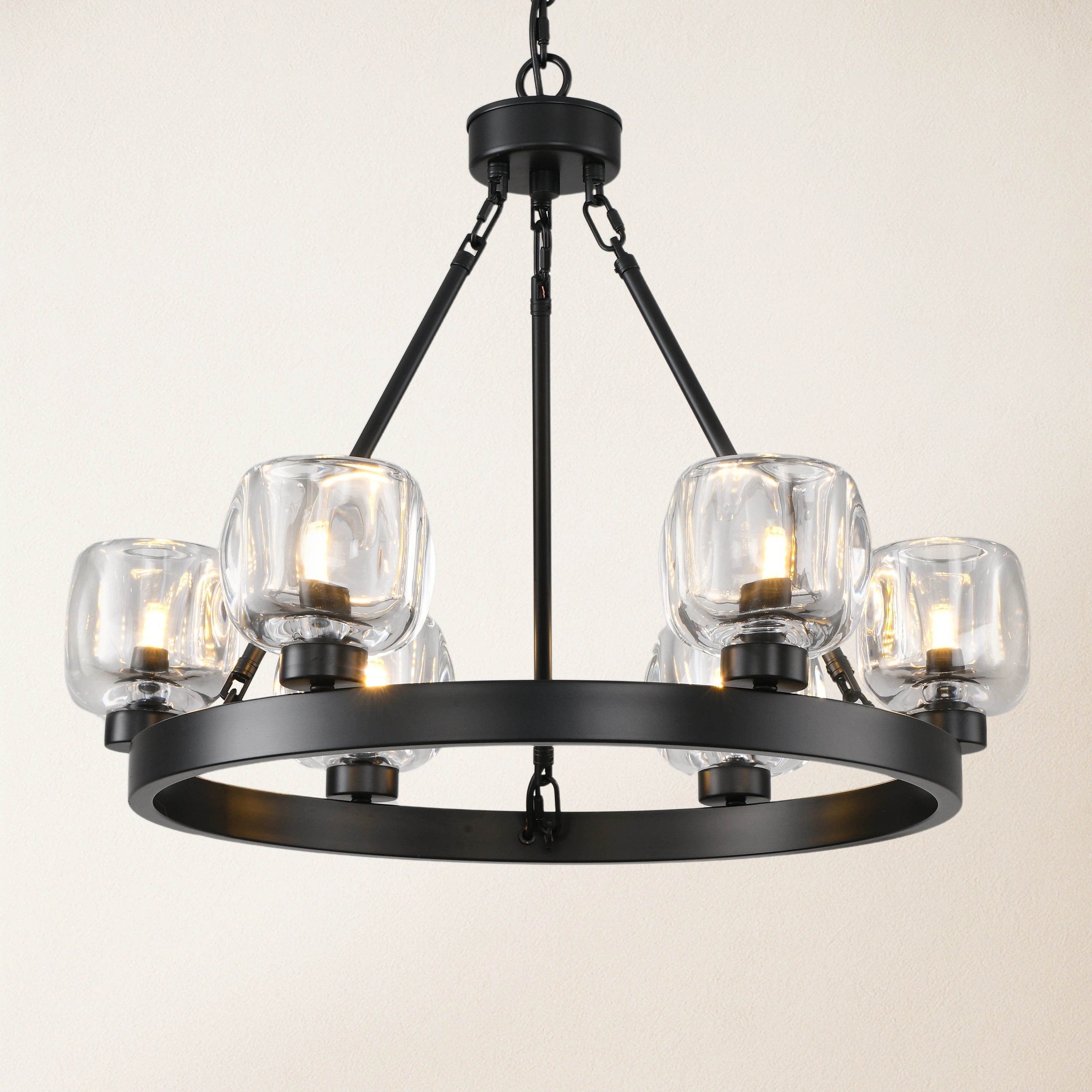 Vellum Round Chandelier 24"D#Finish_Black