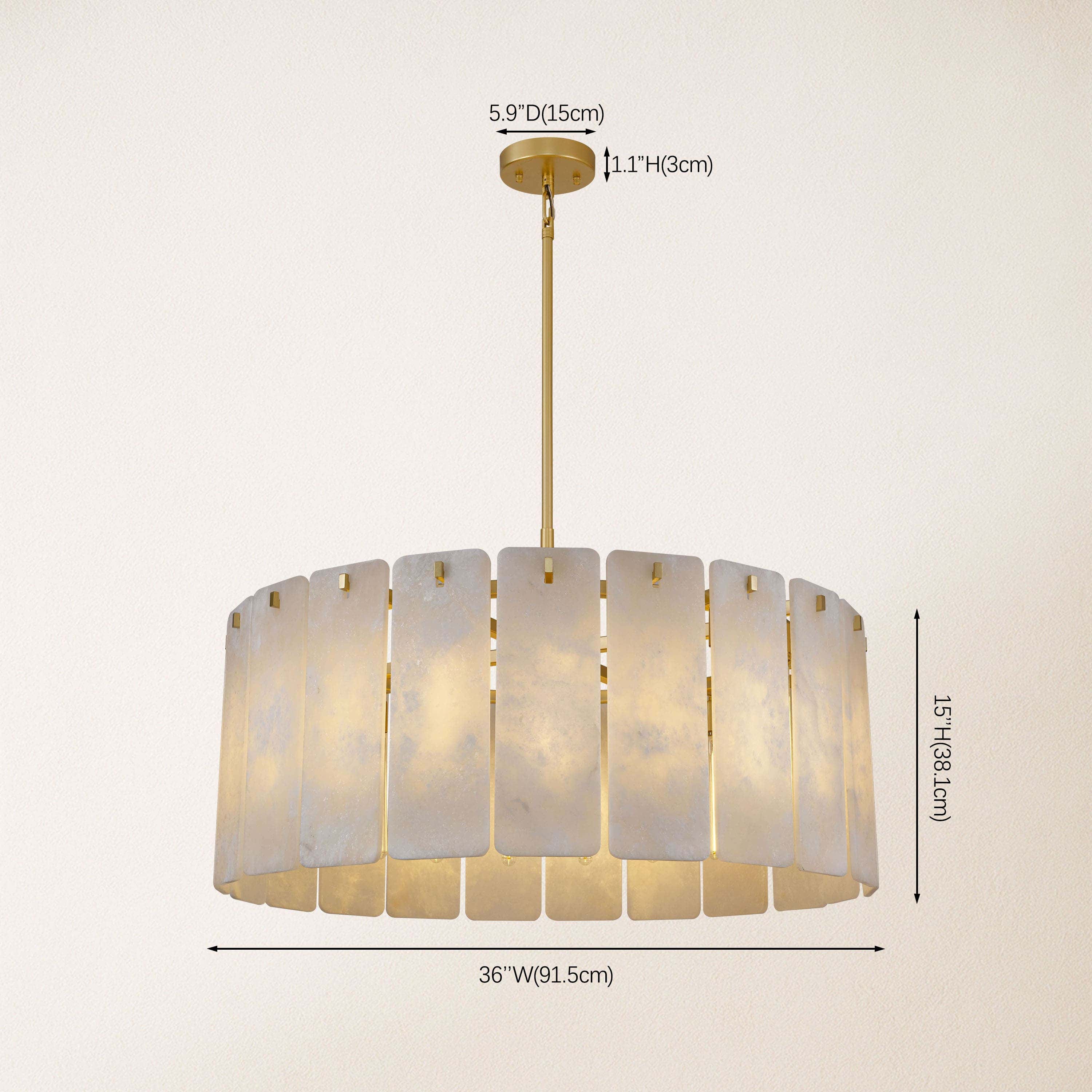 Lunara Alabaster Round Chandelier 36"W