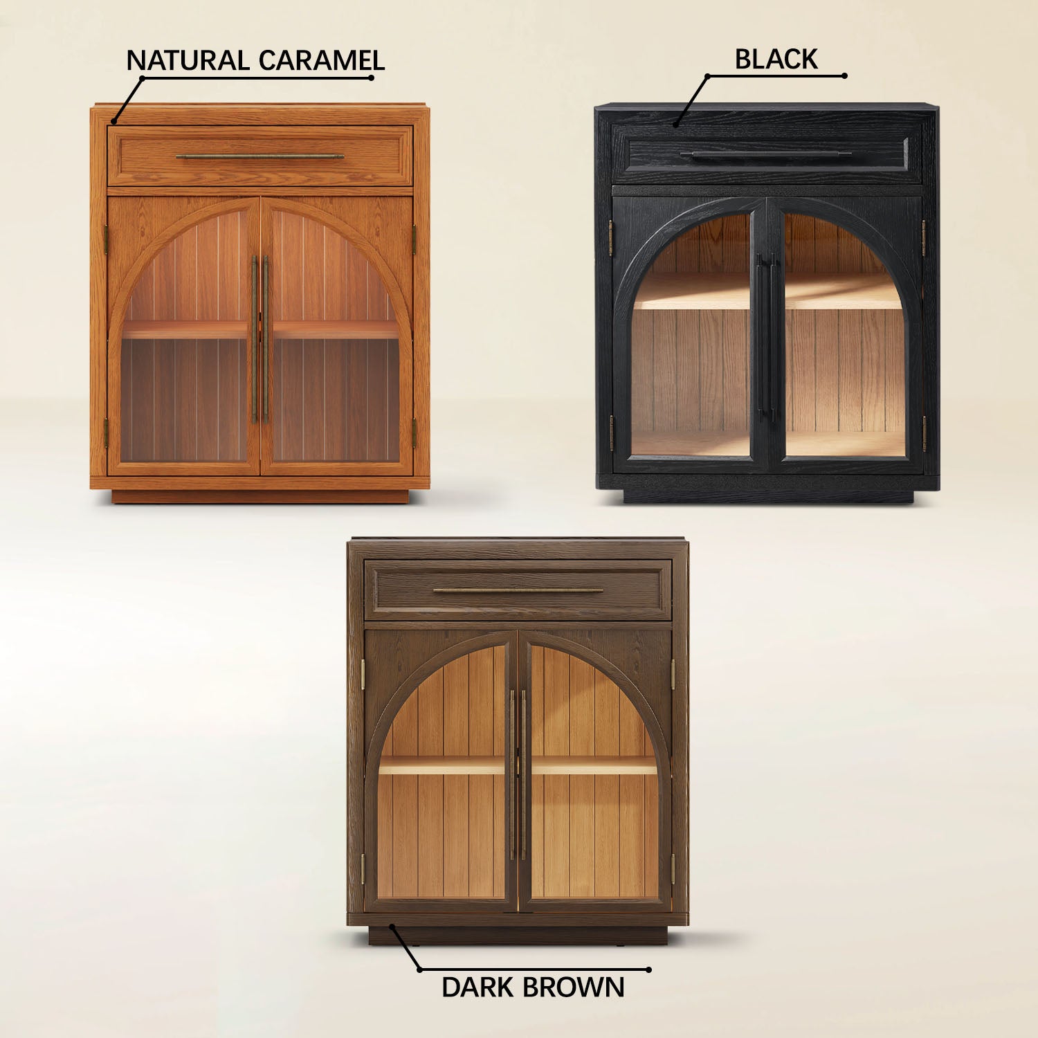 Alvar gewölbtes 96" Sideboard aus Eiche mit Schubladen (3er-Set)