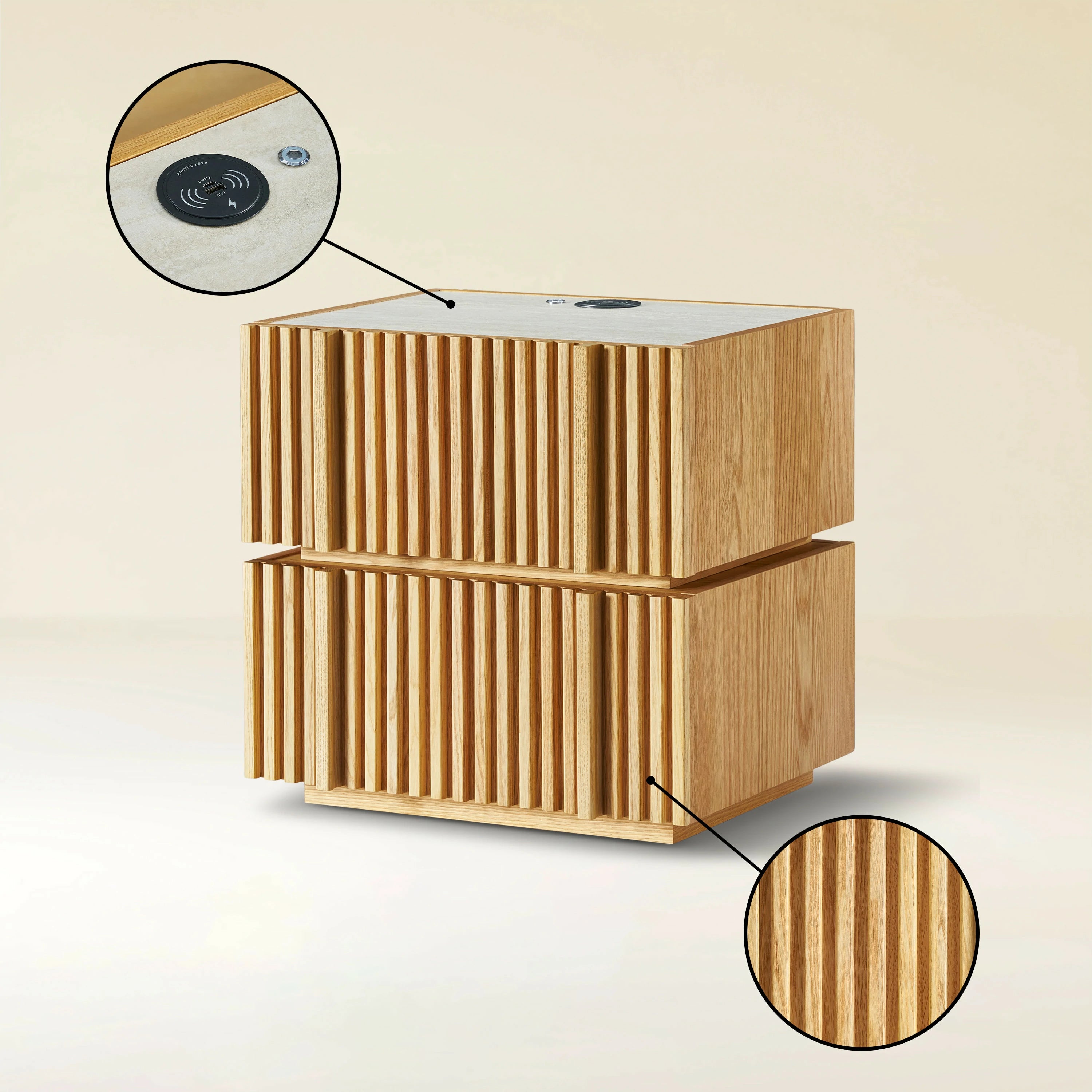 Isla Eichen-Nachttisch 19,7" B