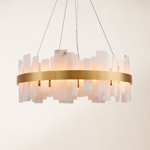 Nocturne Alabaster Round Chandelier 32"#Finish_Gold