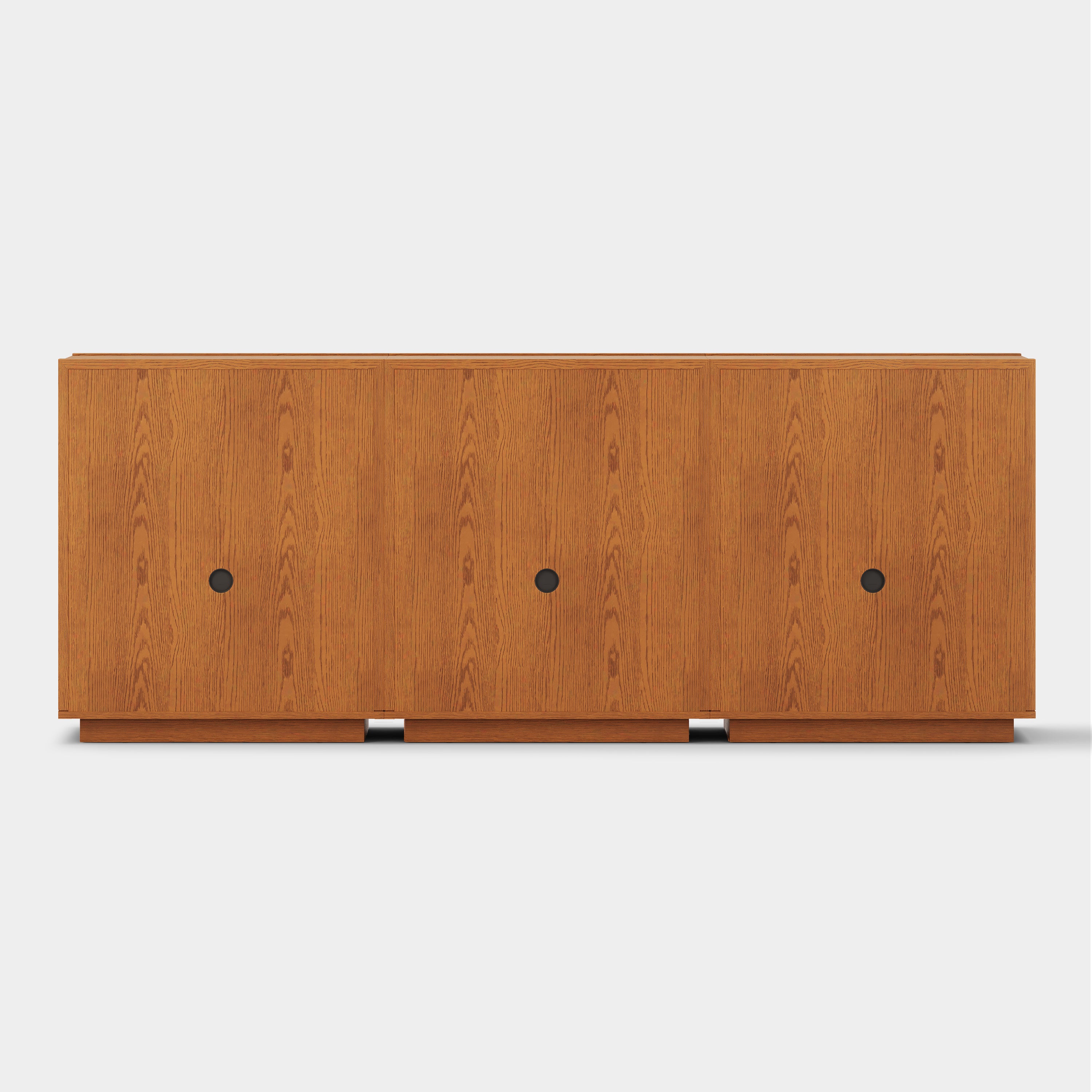 Alvar gewölbtes 96" Sideboard aus Eiche mit Schubladen (3er-Set)