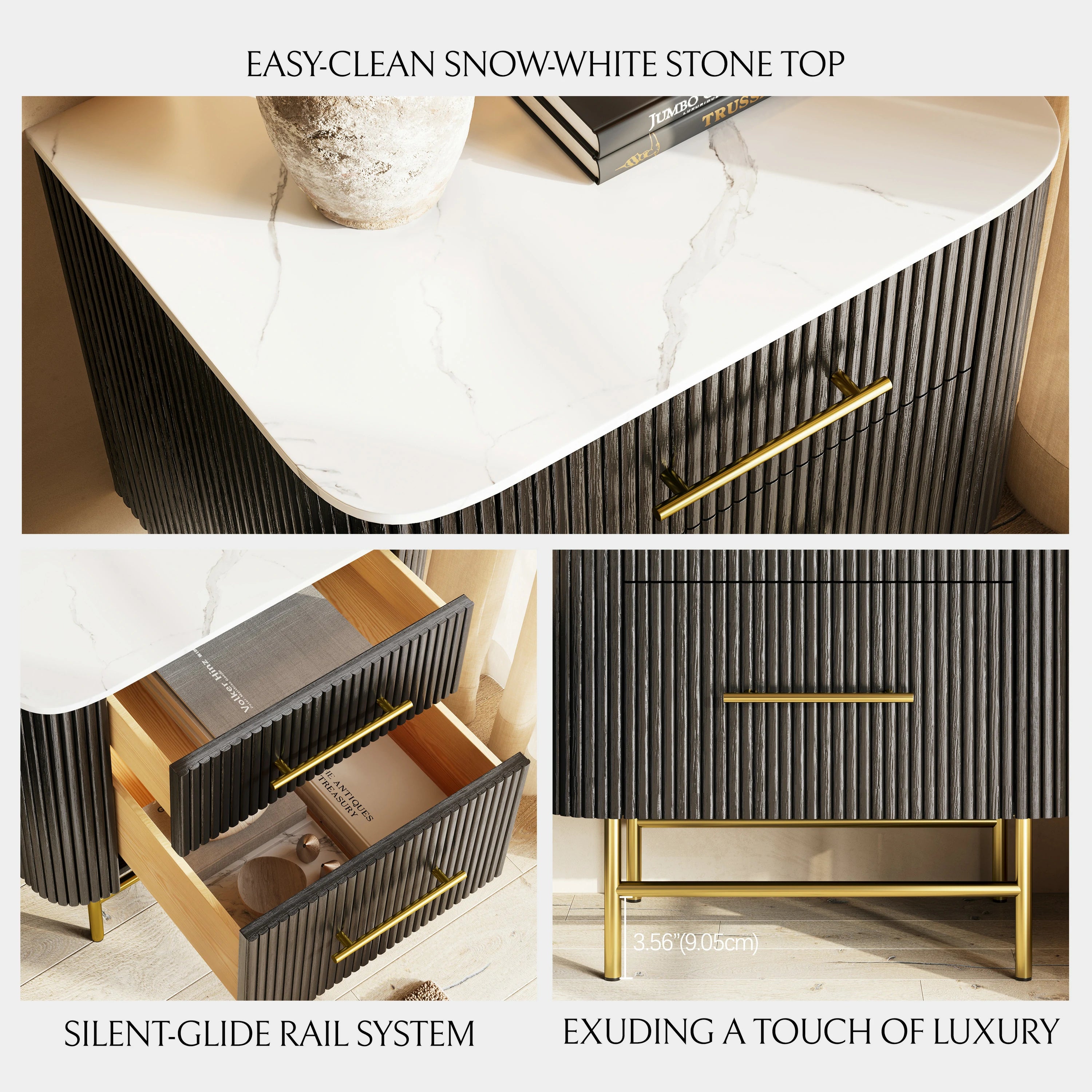 Ewan Sintered Stone Nightstand 26"W