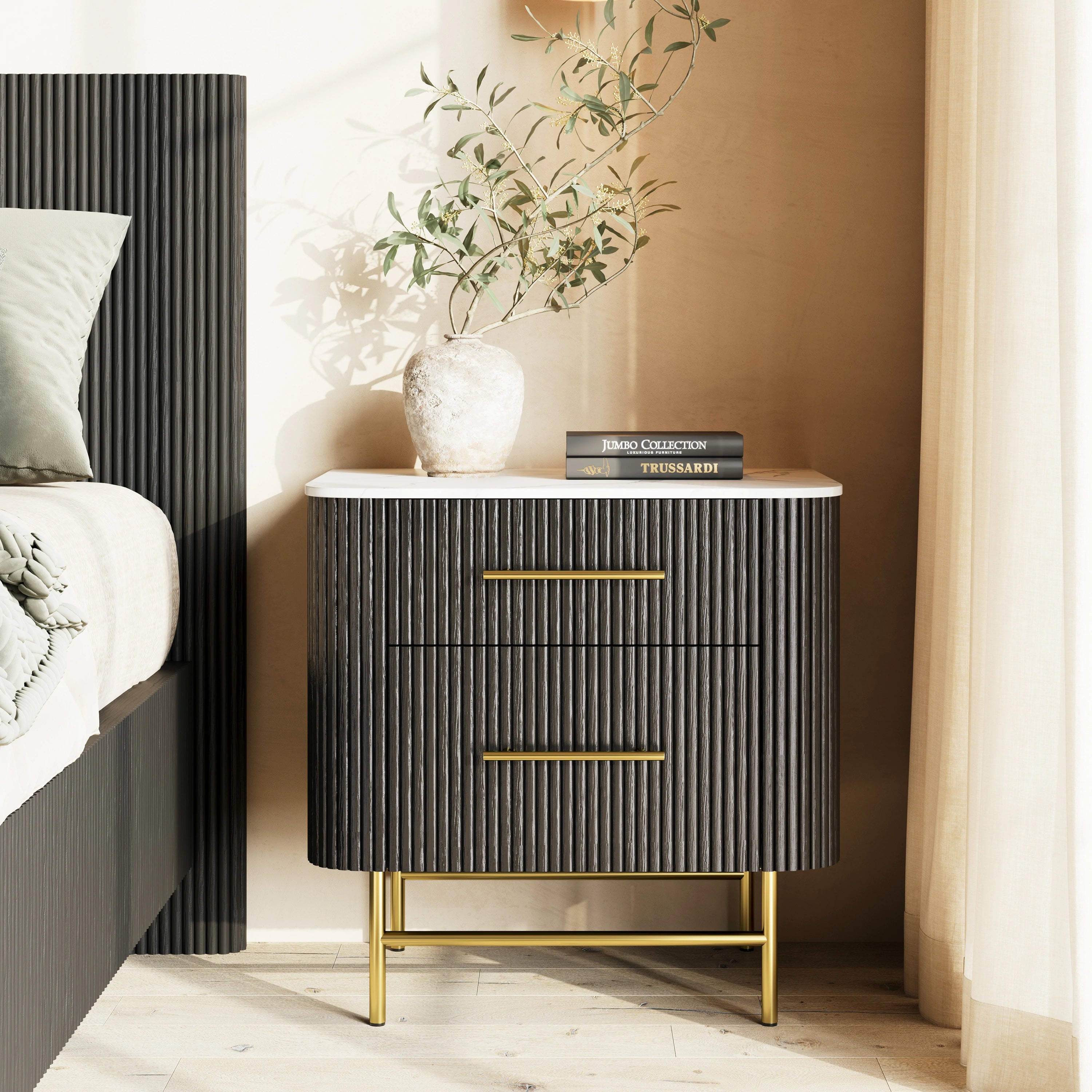 Ewan Sintered Stone Nightstand 26"W