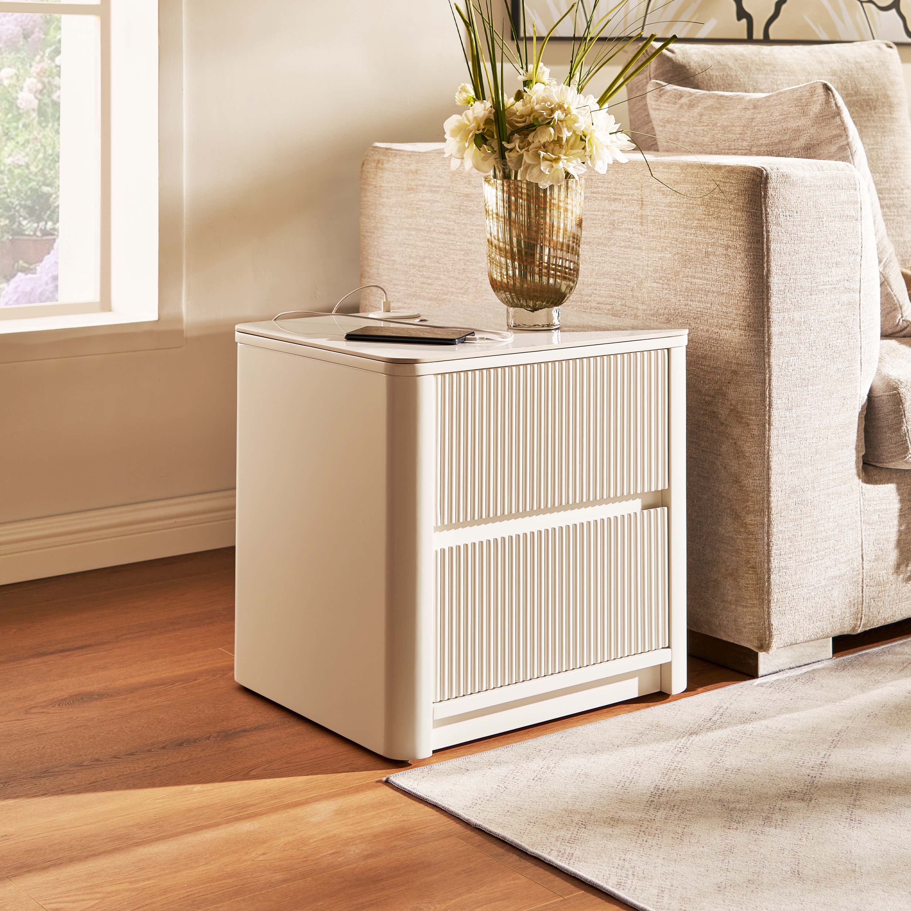 Celia Burnt Stone Nightstand 20"