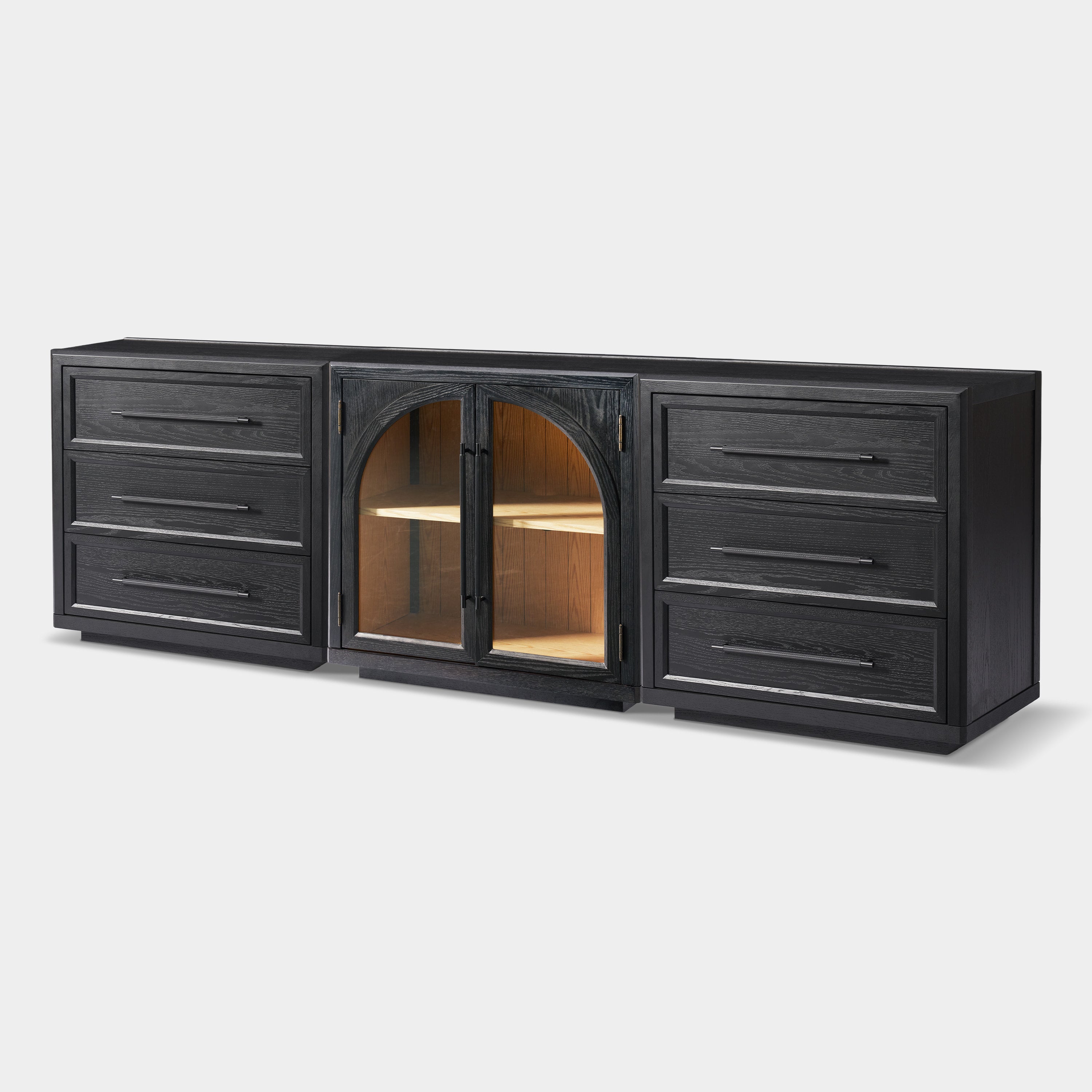Alvar Arched 94,5″ Modulare Medienkonsole aus Eiche (3er-Set)