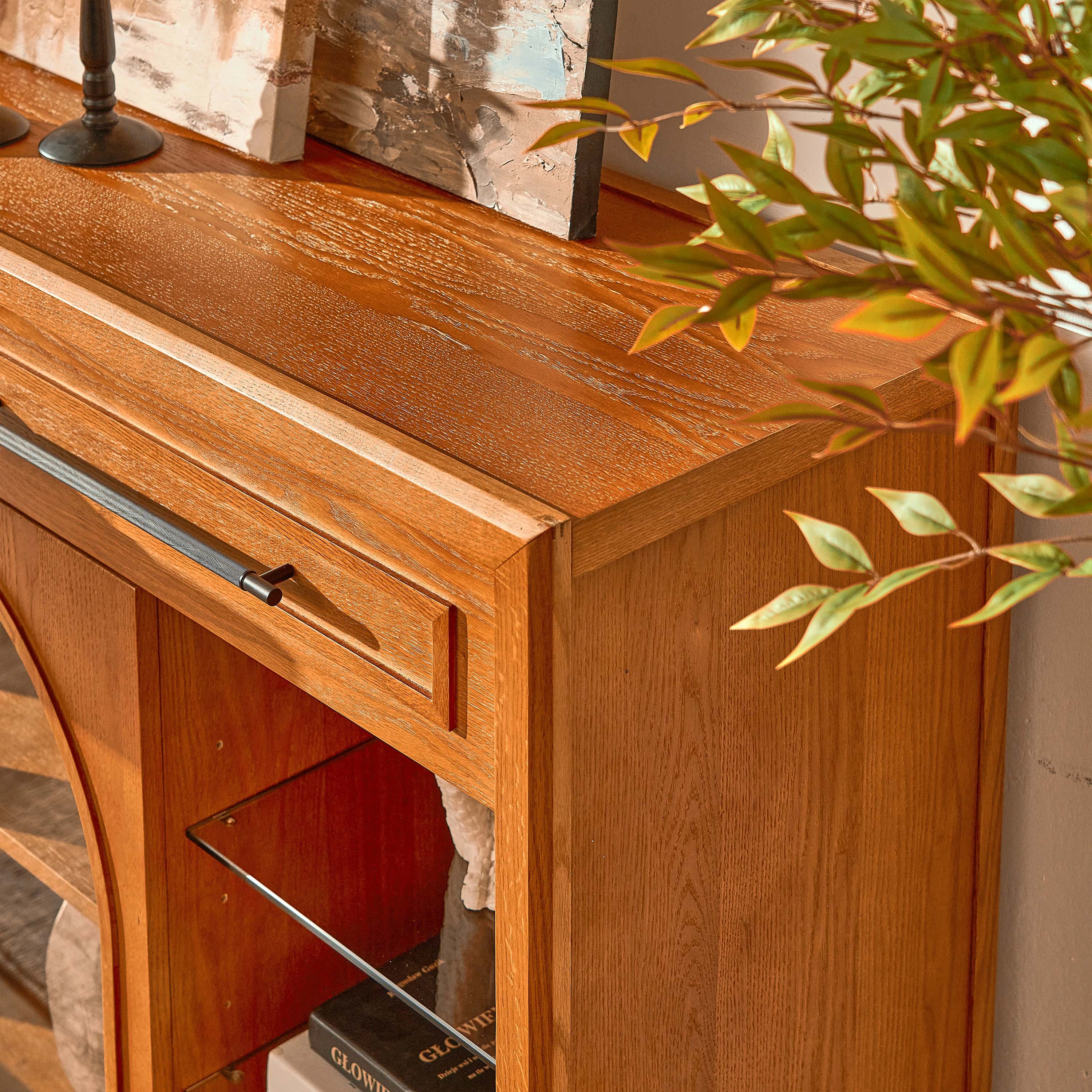 Alvar Sideboard aus gewölbtem Glas aus Eiche, 160 cm breit