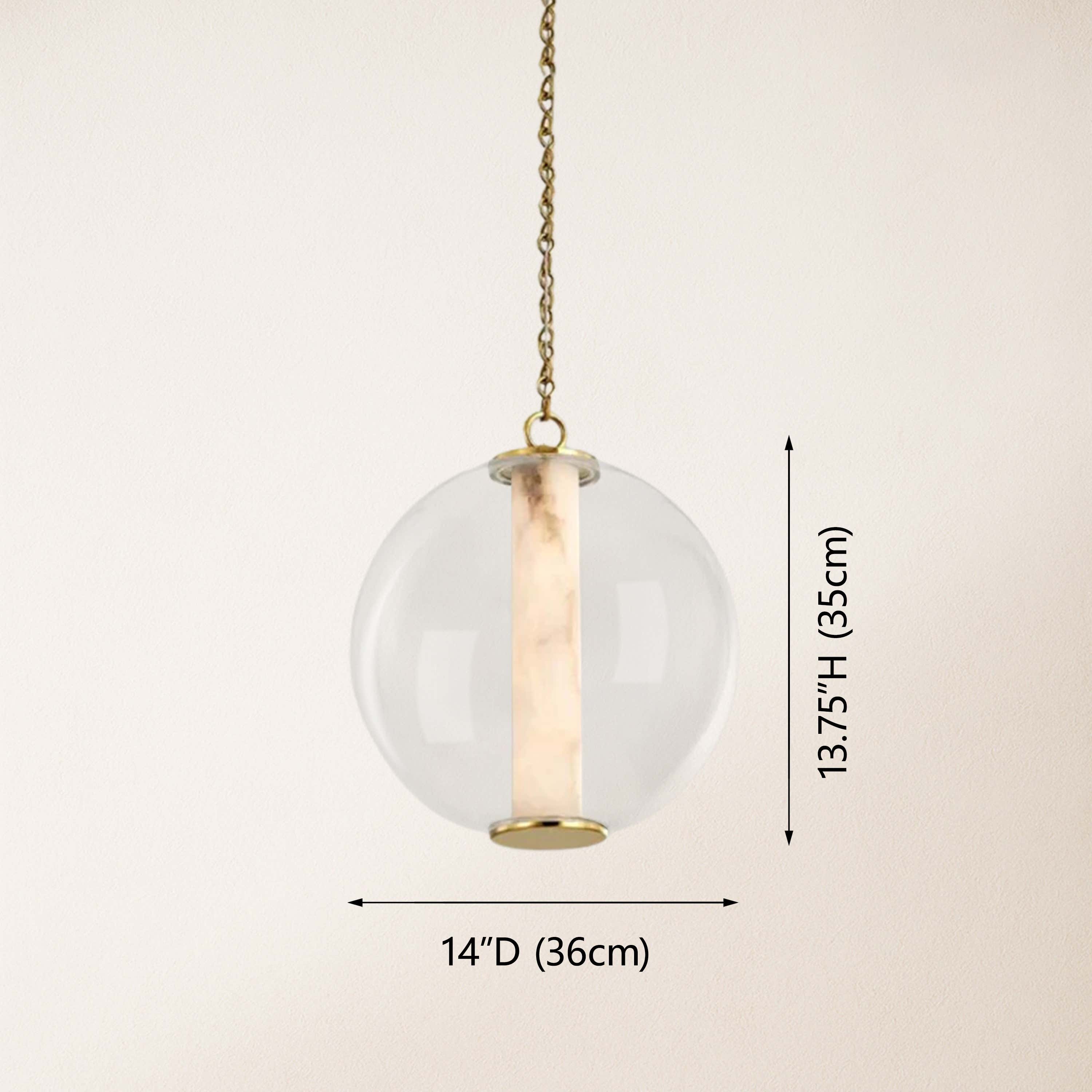 Auroba Alabaster Tube Glass Globe Pendant 14''D