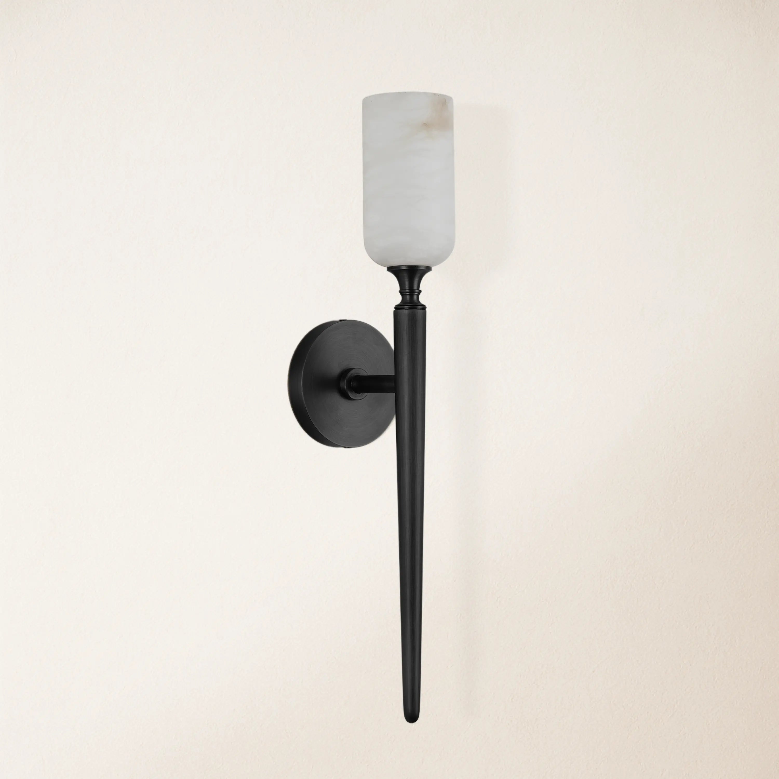 Axis Alabaster 1 Light Wall Sconce 22"H#Finish_Black