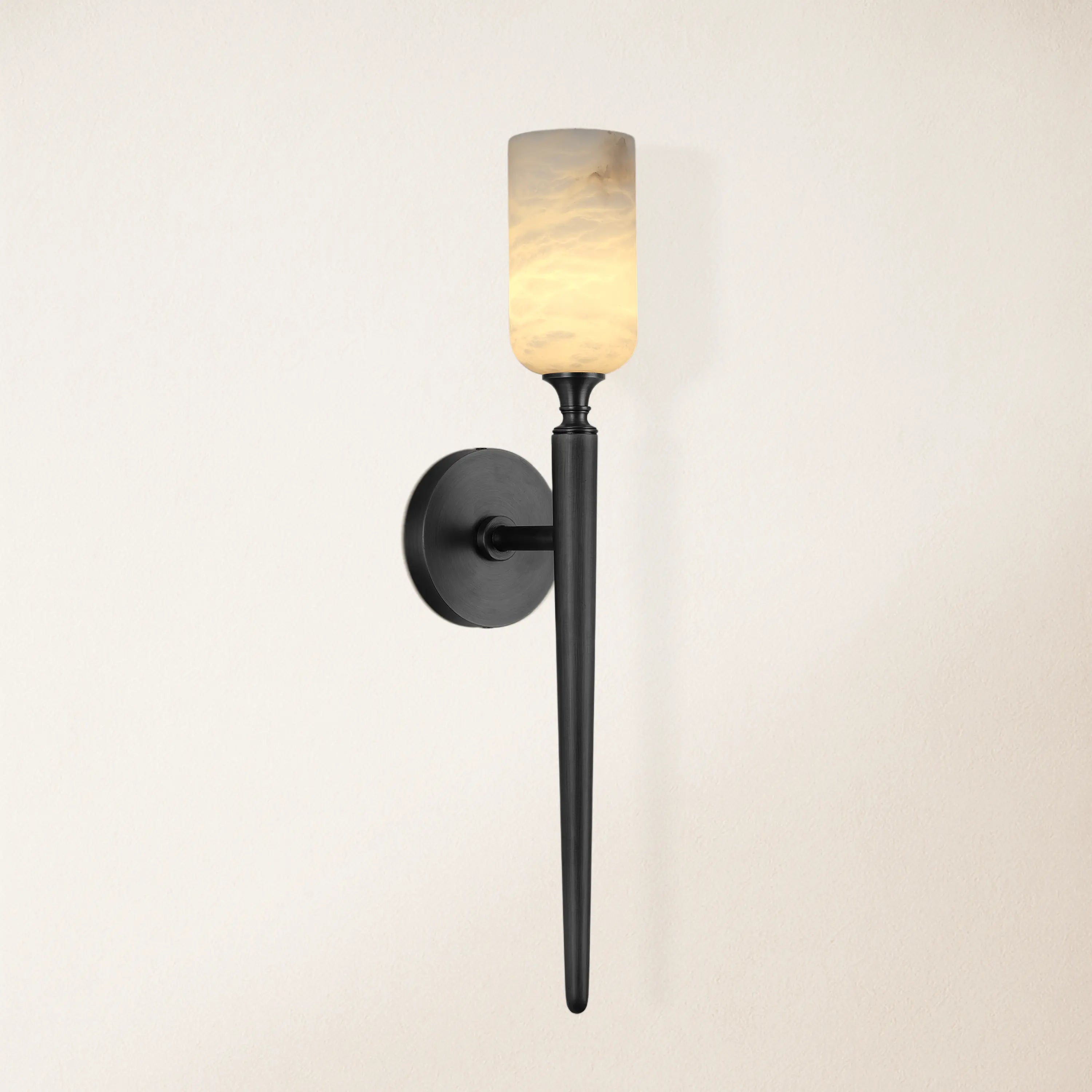 Axis Alabaster 1 Light Wall Sconce 22"H#Finish_Black