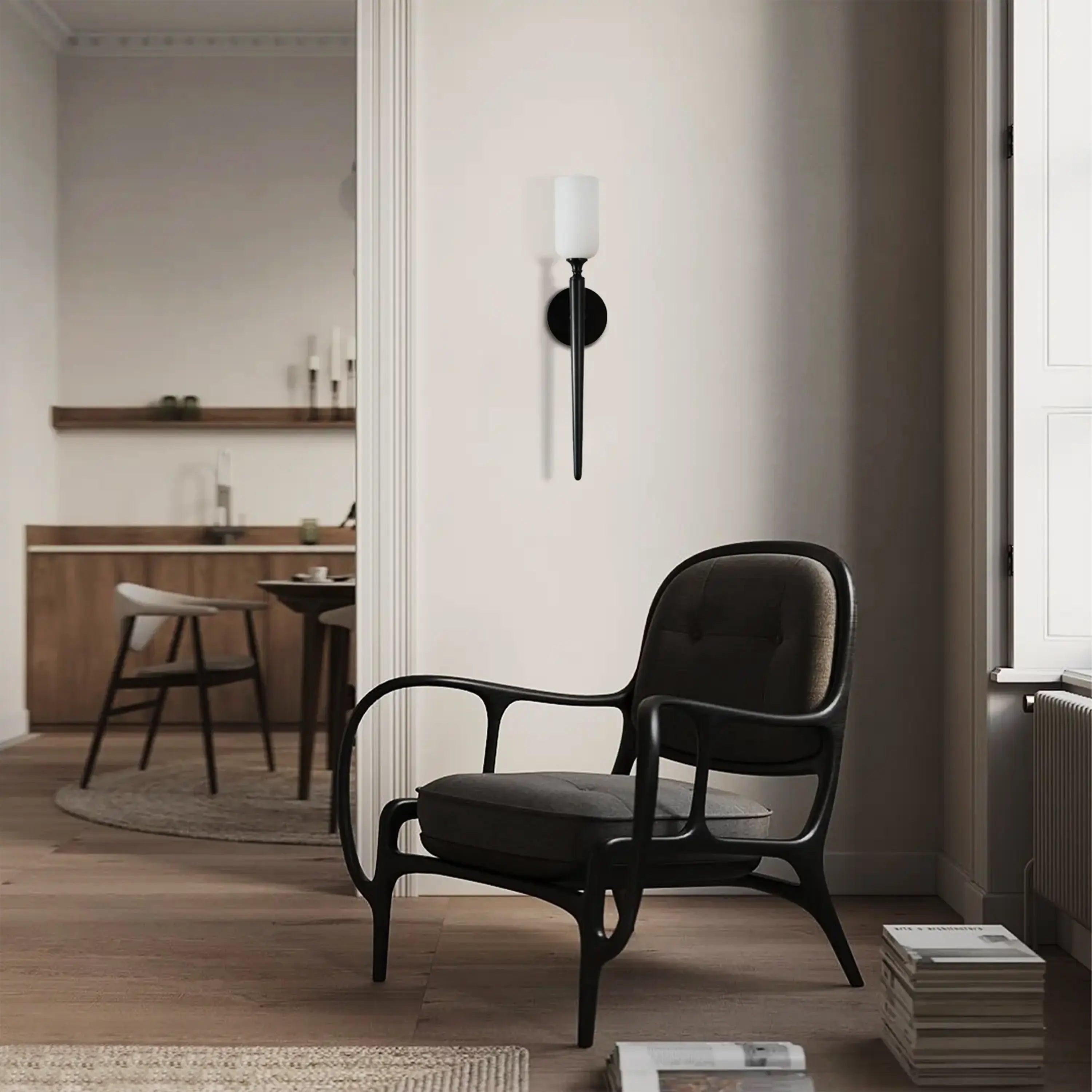 Axis Alabaster 1 Light Wall Sconce 22"H#Finish_Black