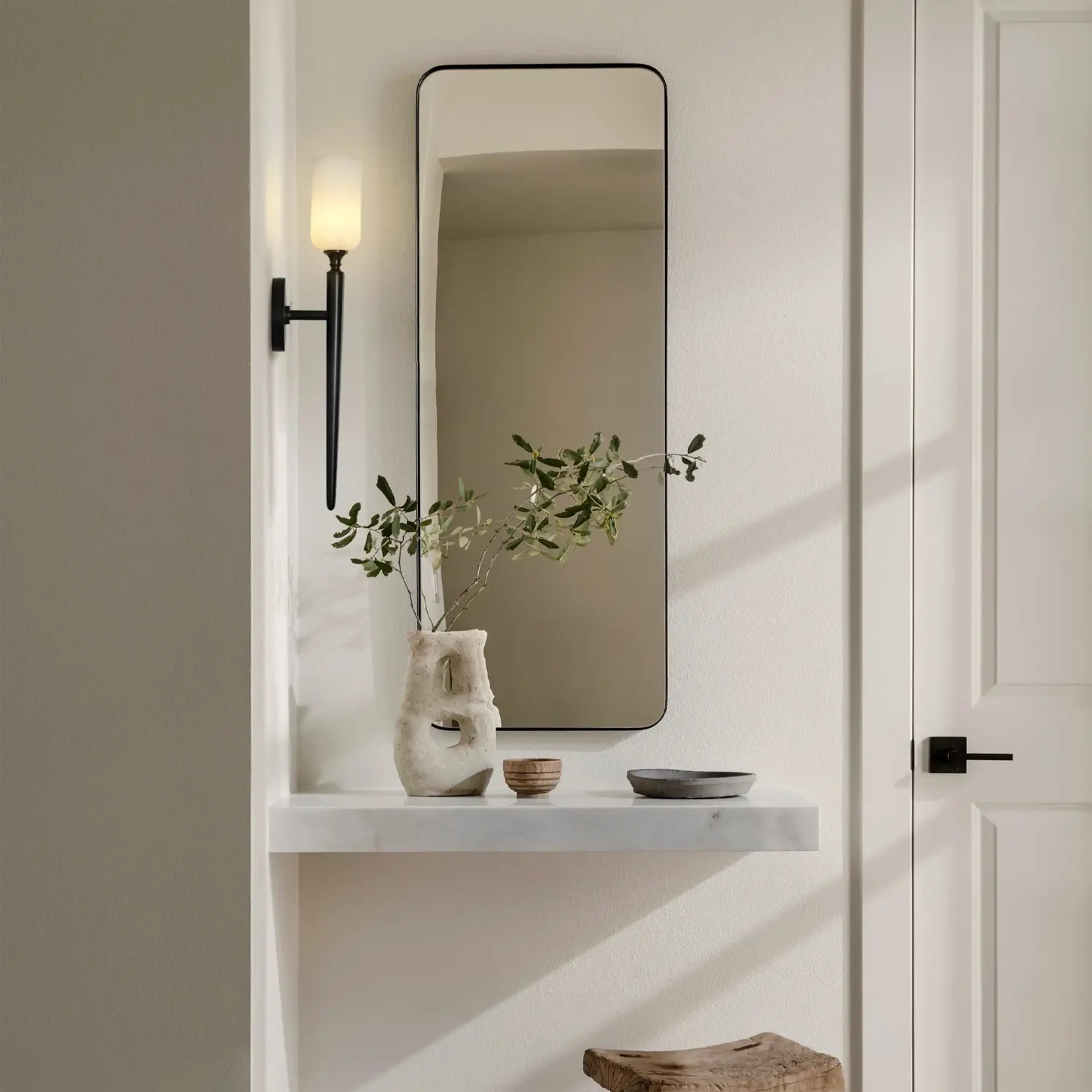 Axis Alabaster 1 Light Wall Sconce 22"H#Finish_Black