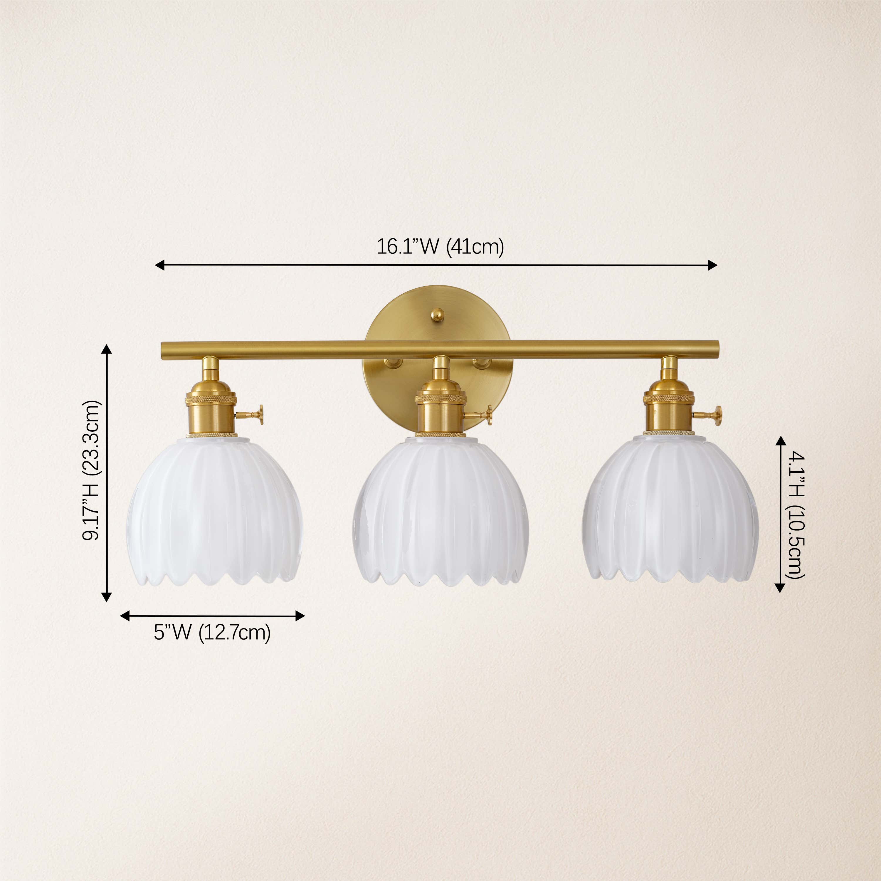 Orbixa Milky Glass 3-Lights Wall Sconce 18.8"W