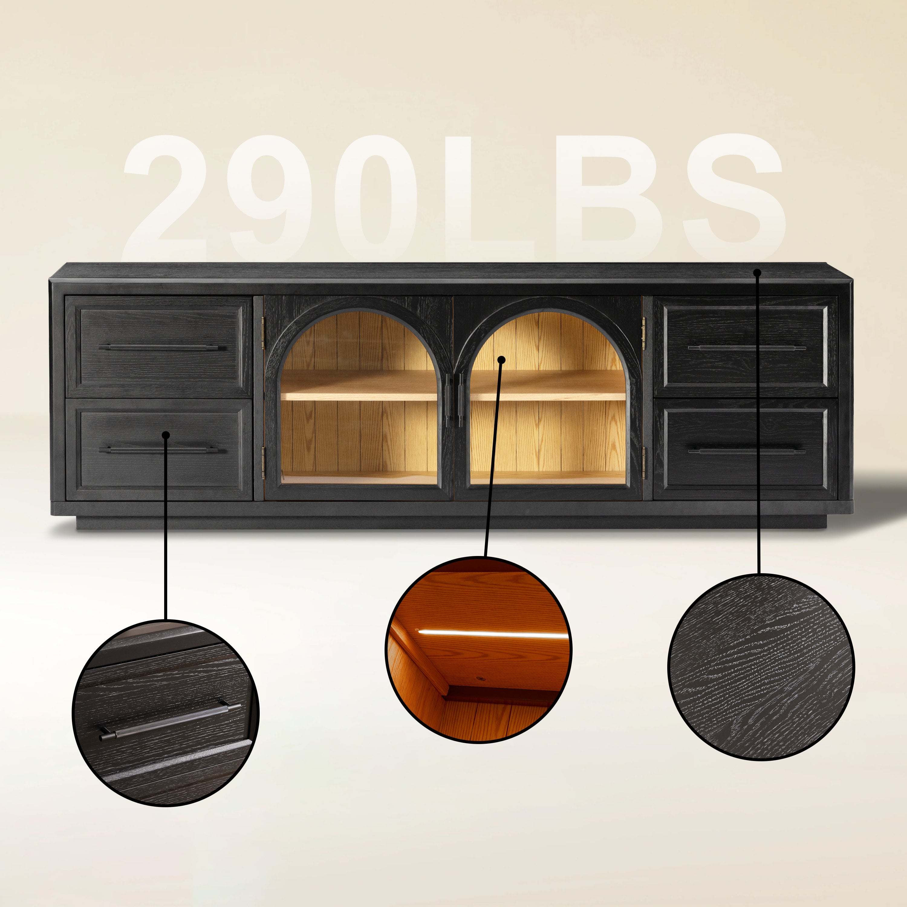 Alvar Oak Media Console and Sideboard Set