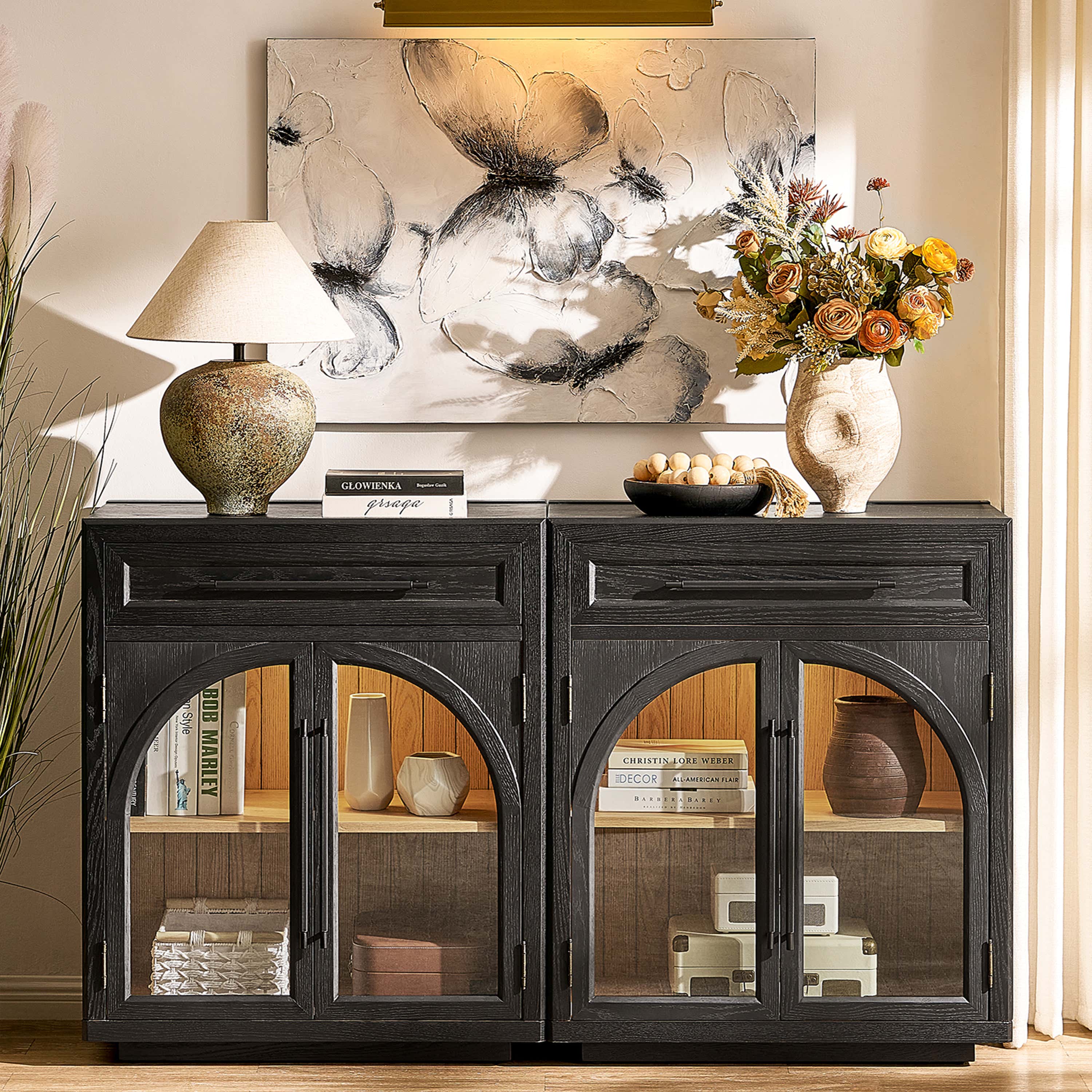Alvar gewölbtes 64" Sideboard aus Eiche mit Schubladen (2er-Set)