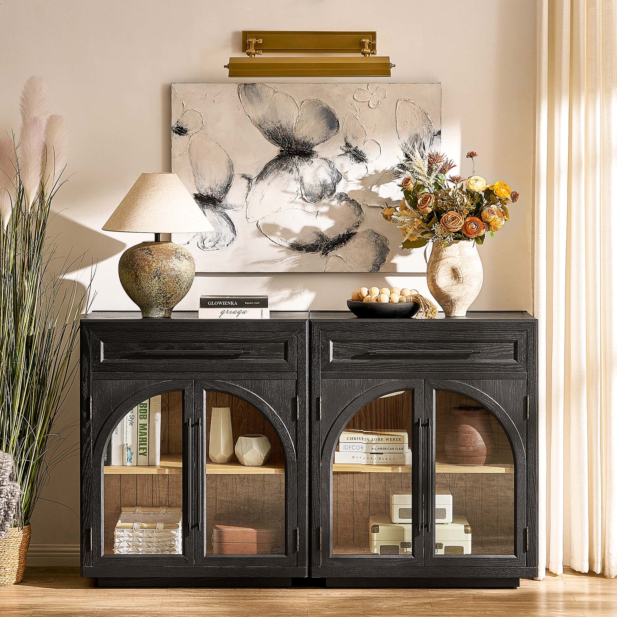 Alvar gewölbtes 64" Sideboard aus Eiche mit Schubladen (2er-Set)