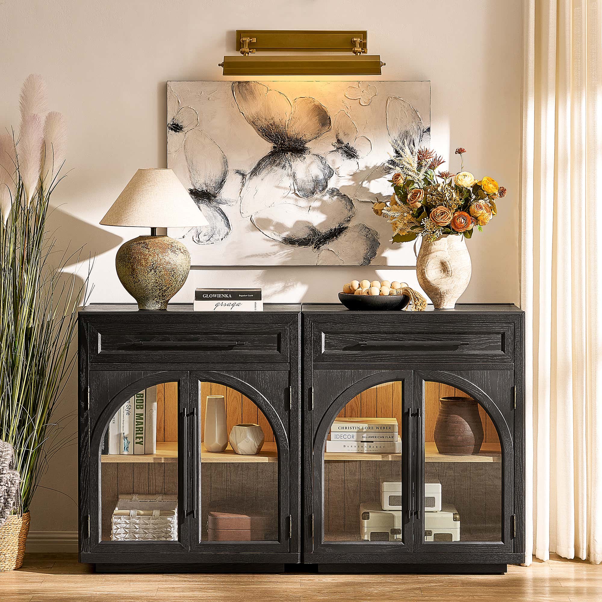 Alvar gewölbtes 64" Sideboard aus Eiche mit Schubladen (2er-Set)